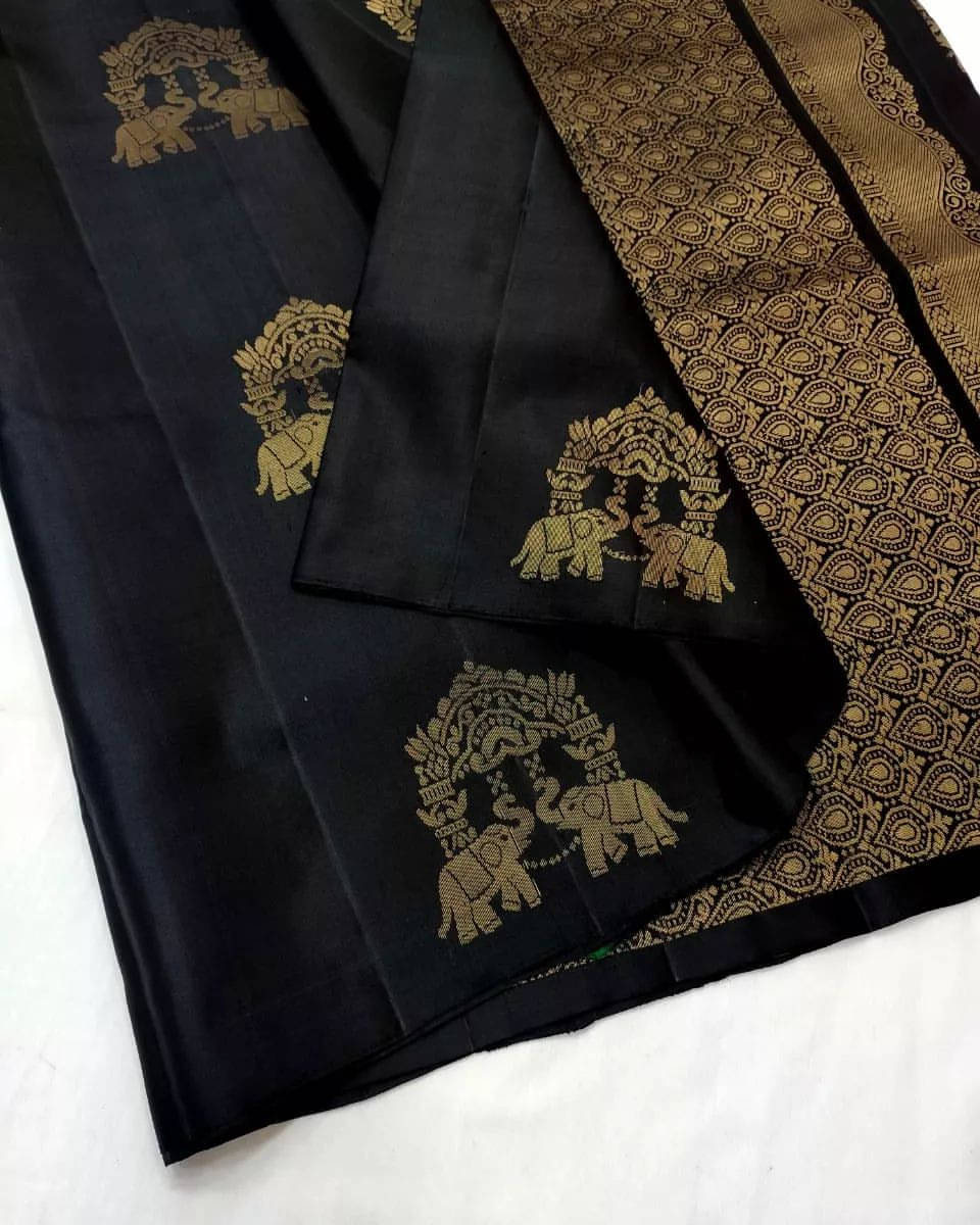     			Vastukala Silk Woven Saree With Unstitched Blouse Piece ( Black )
