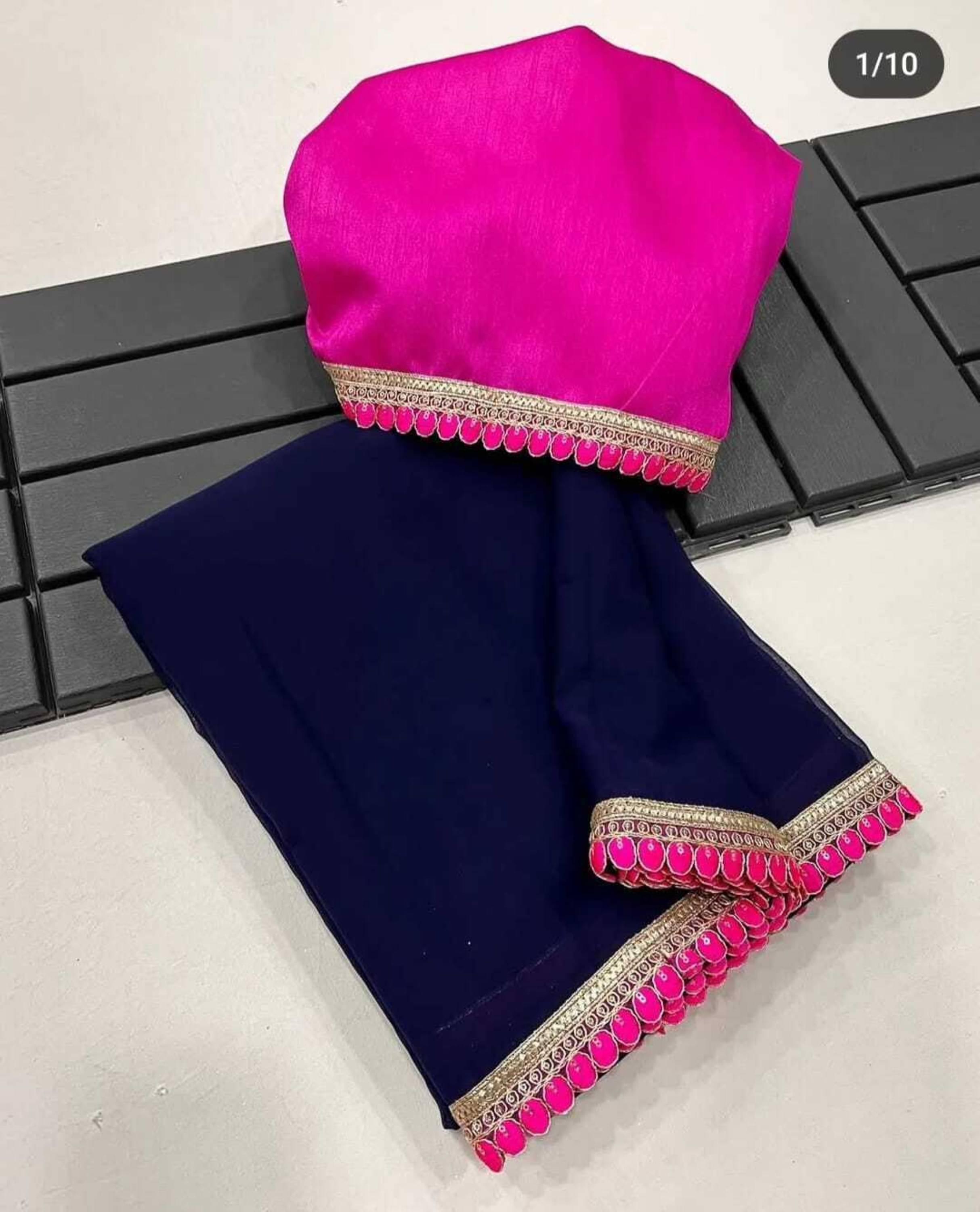     			Vastukala Silk Embellished Saree With Unstitched Blouse Piece ( Blue )