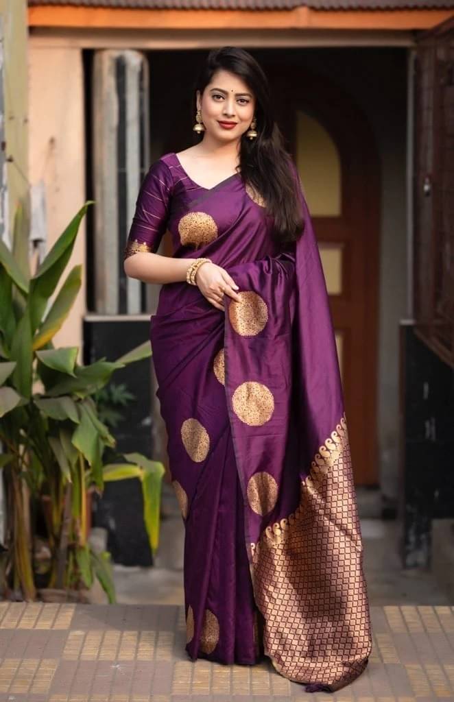     			Vastukala Silk Woven Saree With Unstitched Blouse Piece ( Purple )