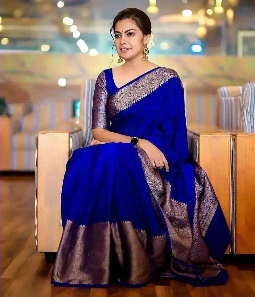     			Vastukala Silk Woven Saree With Unstitched Blouse Piece ( Blue )