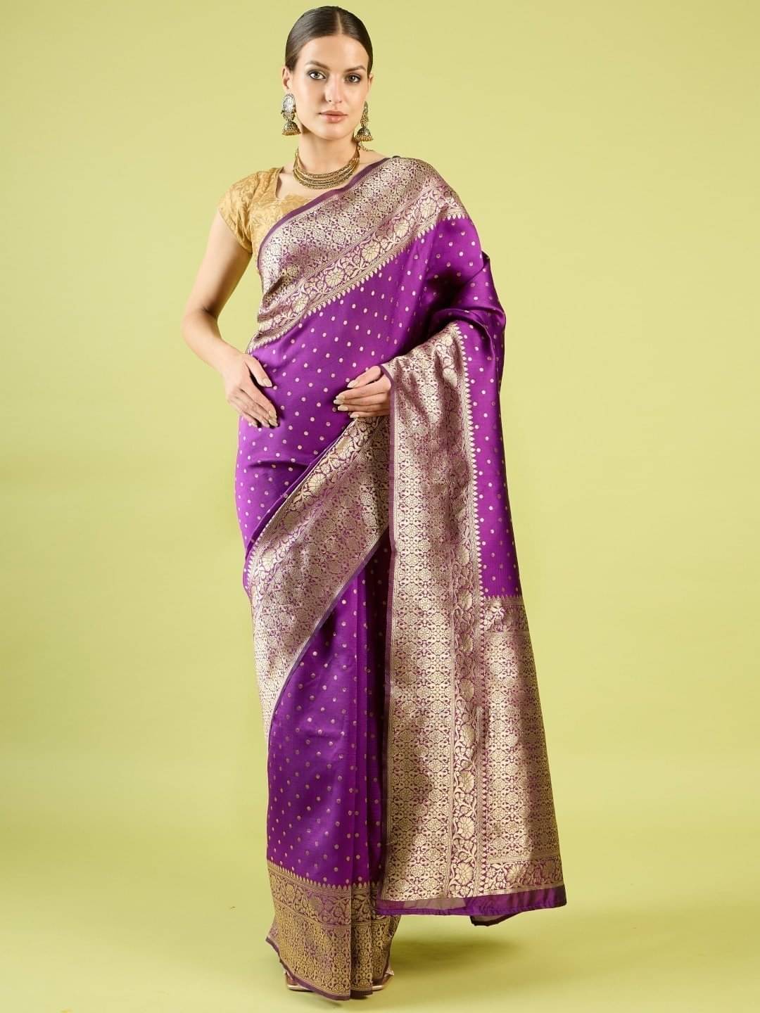    			Vastukala Silk Woven Saree With Unstitched Blouse Piece ( Purple )