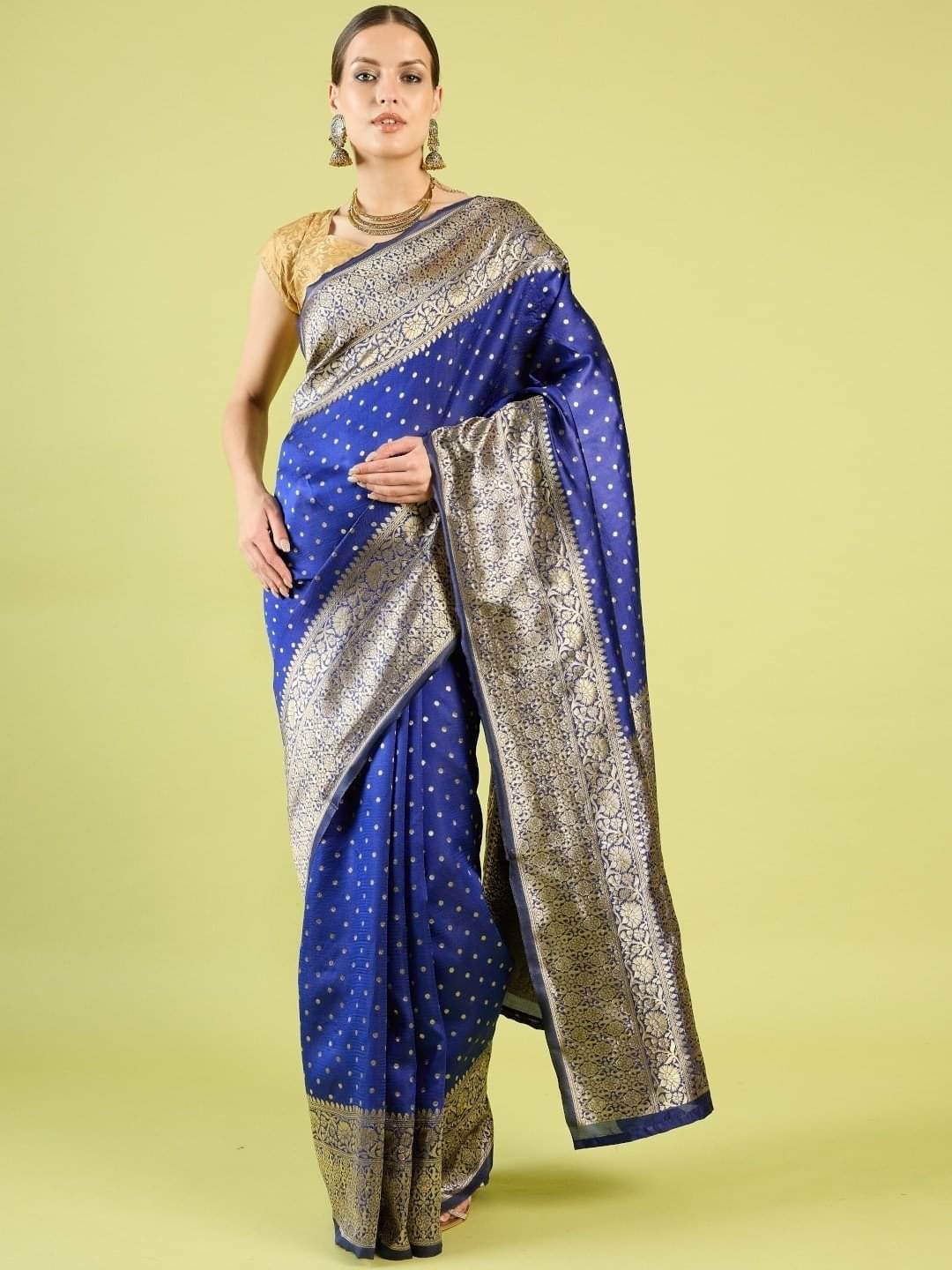     			Vastukala Silk Woven Saree With Unstitched Blouse Piece ( Blue )