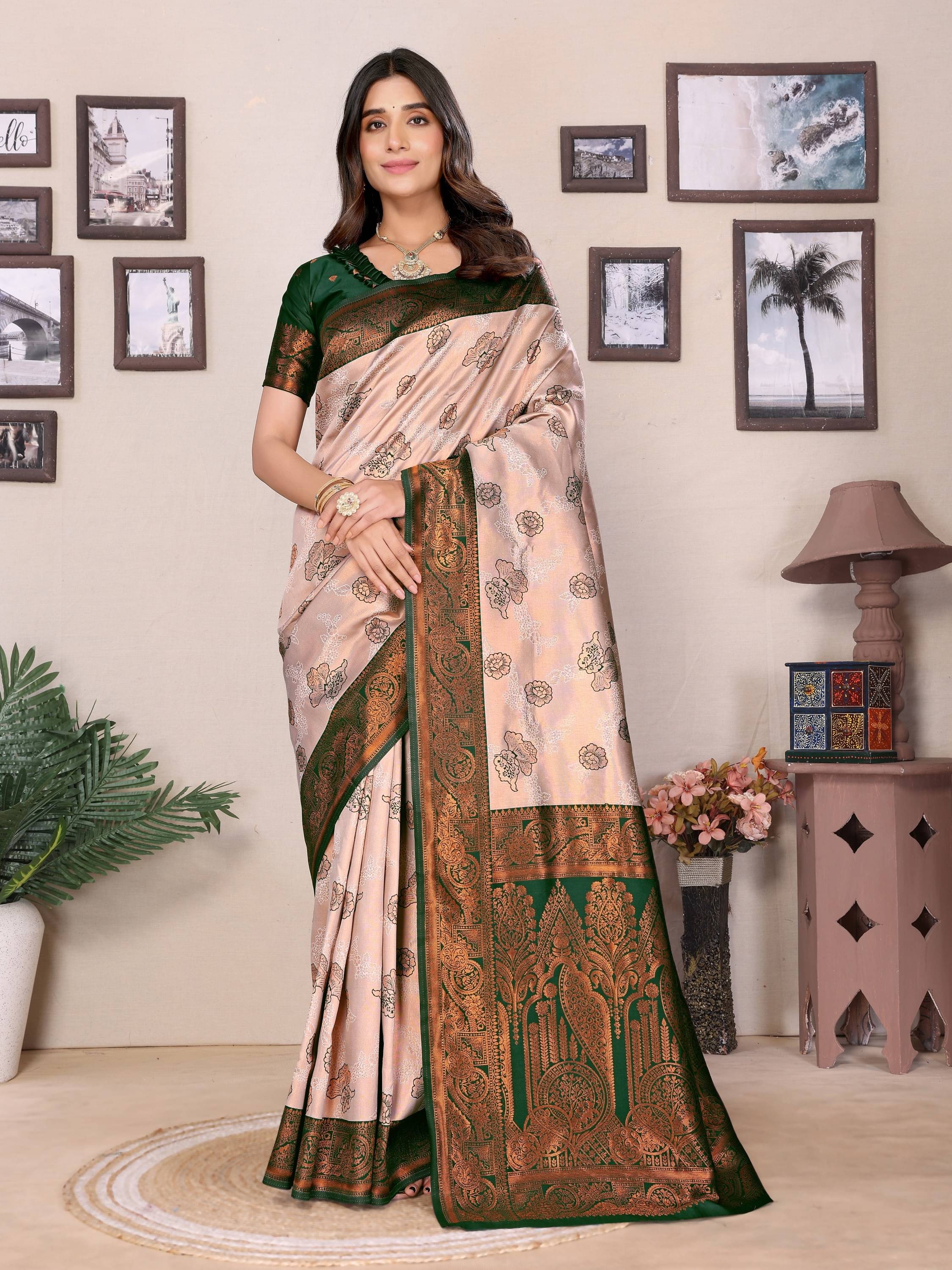 Vastukala Silk Woven Saree With Unstitched Blouse Piece ( Multicolor )     			Vastukala Silk Woven Saree With Unstitched Blouse Piece ( Multicolor )