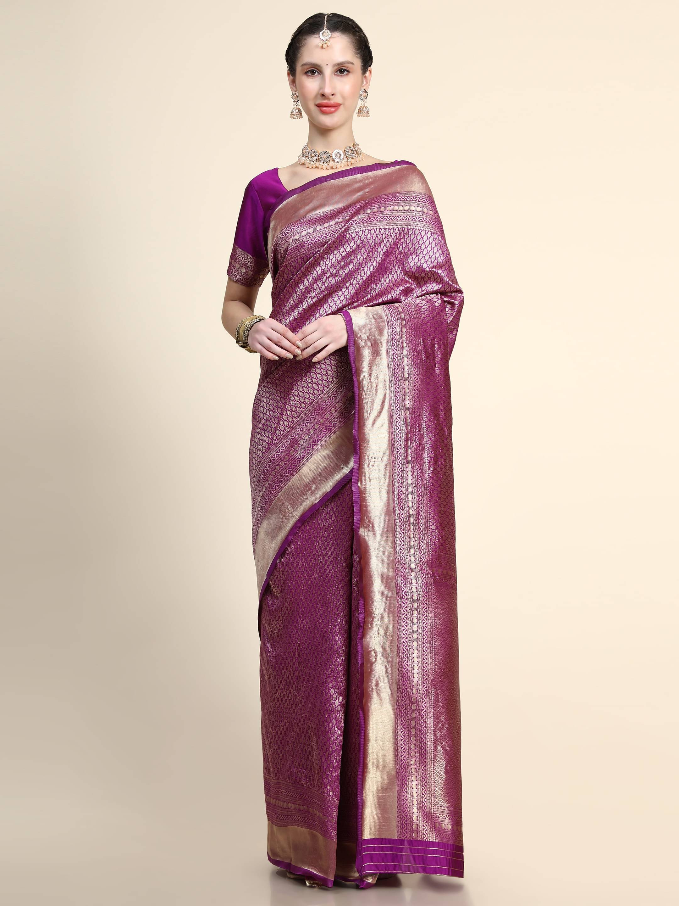     			Vastukala Silk Woven Saree With Unstitched Blouse Piece ( Purple )