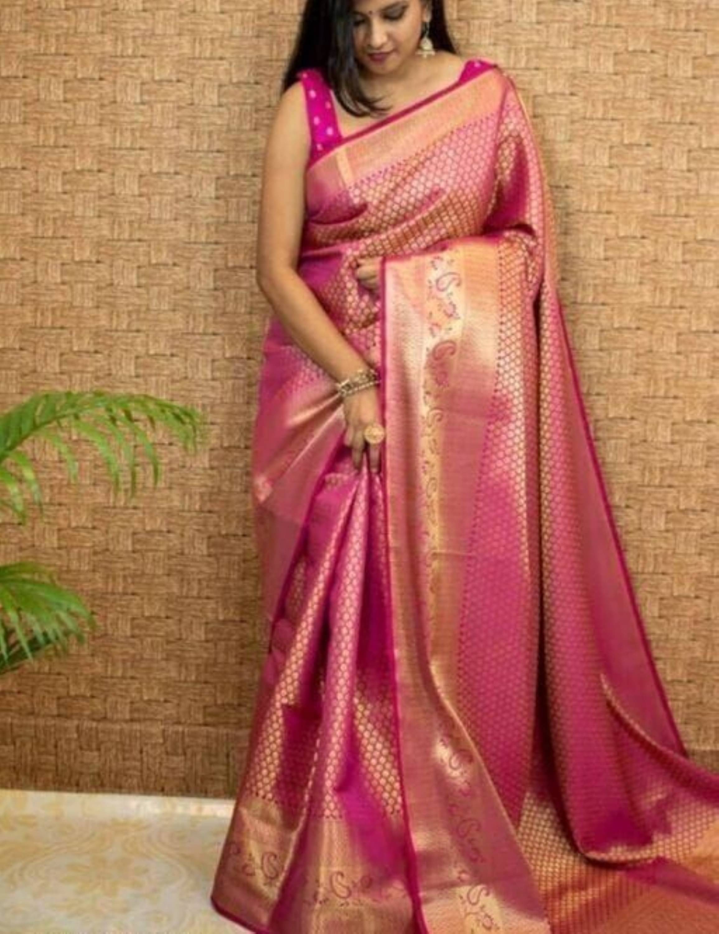     			Vastukala Silk Woven Saree With Unstitched Blouse Piece ( Pink )