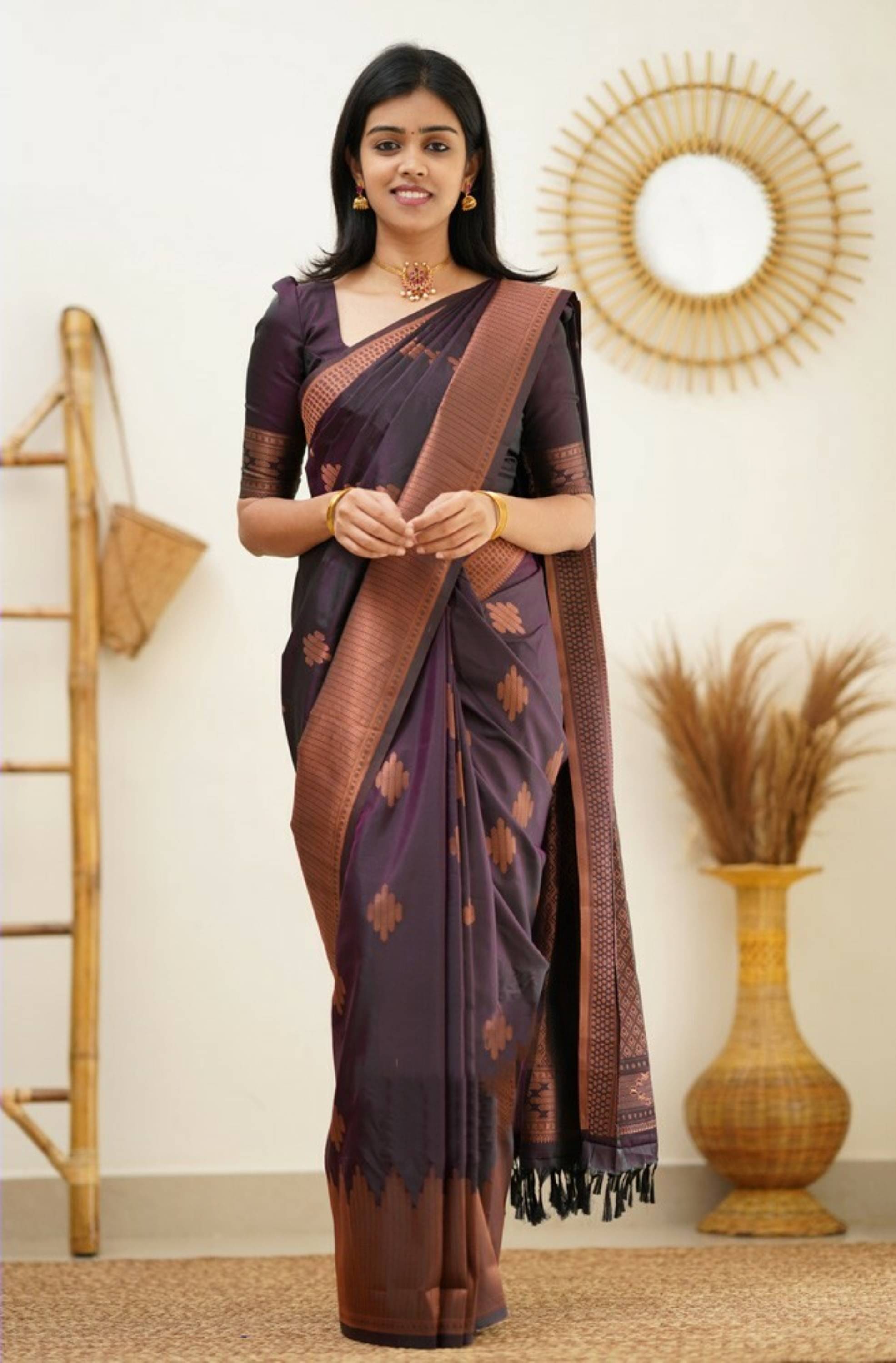     			Vastukala Silk Woven Saree With Unstitched Blouse Piece ( Purple )