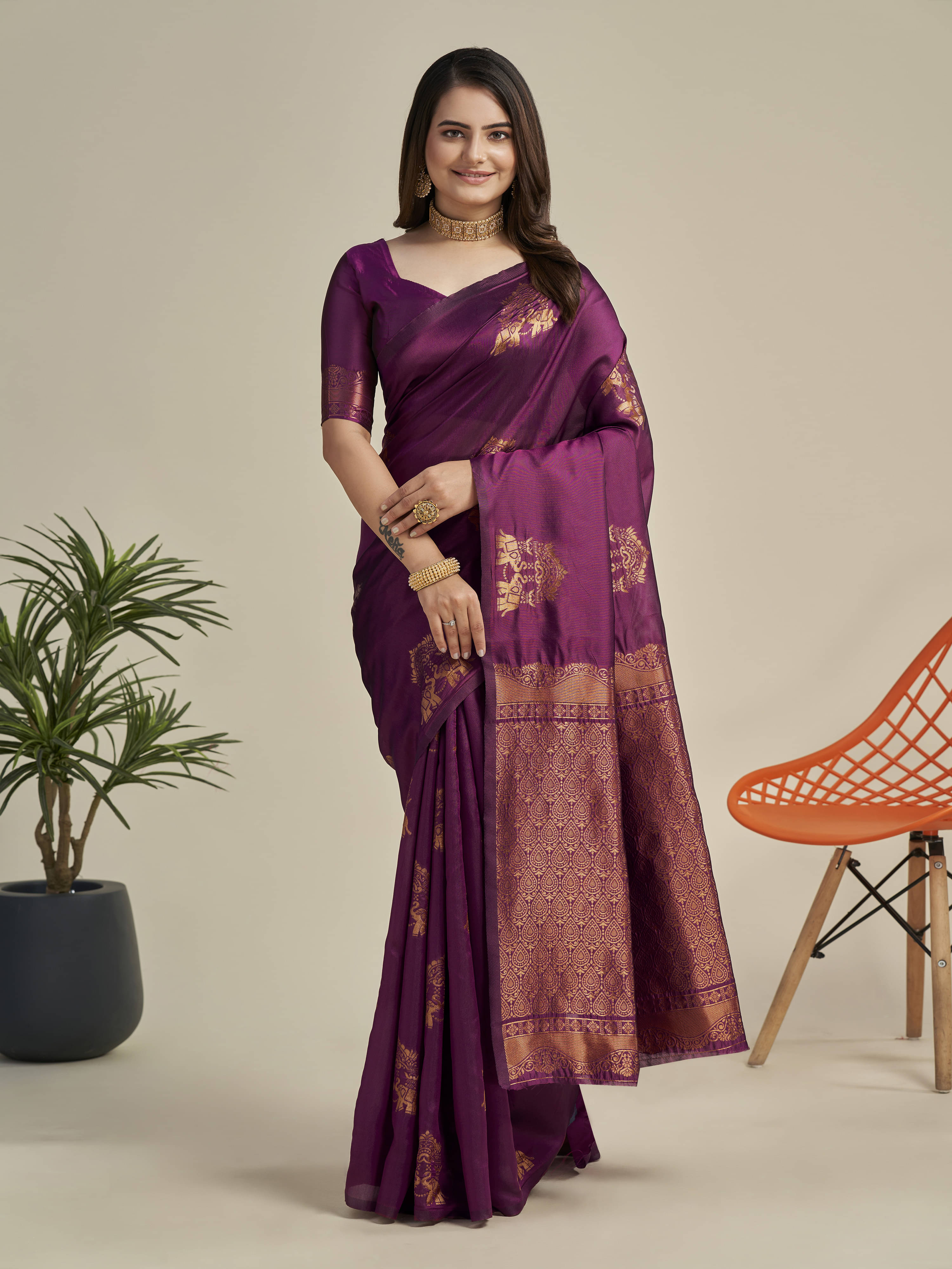     			Vastukala Silk Woven Saree With Unstitched Blouse Piece ( Purple )
