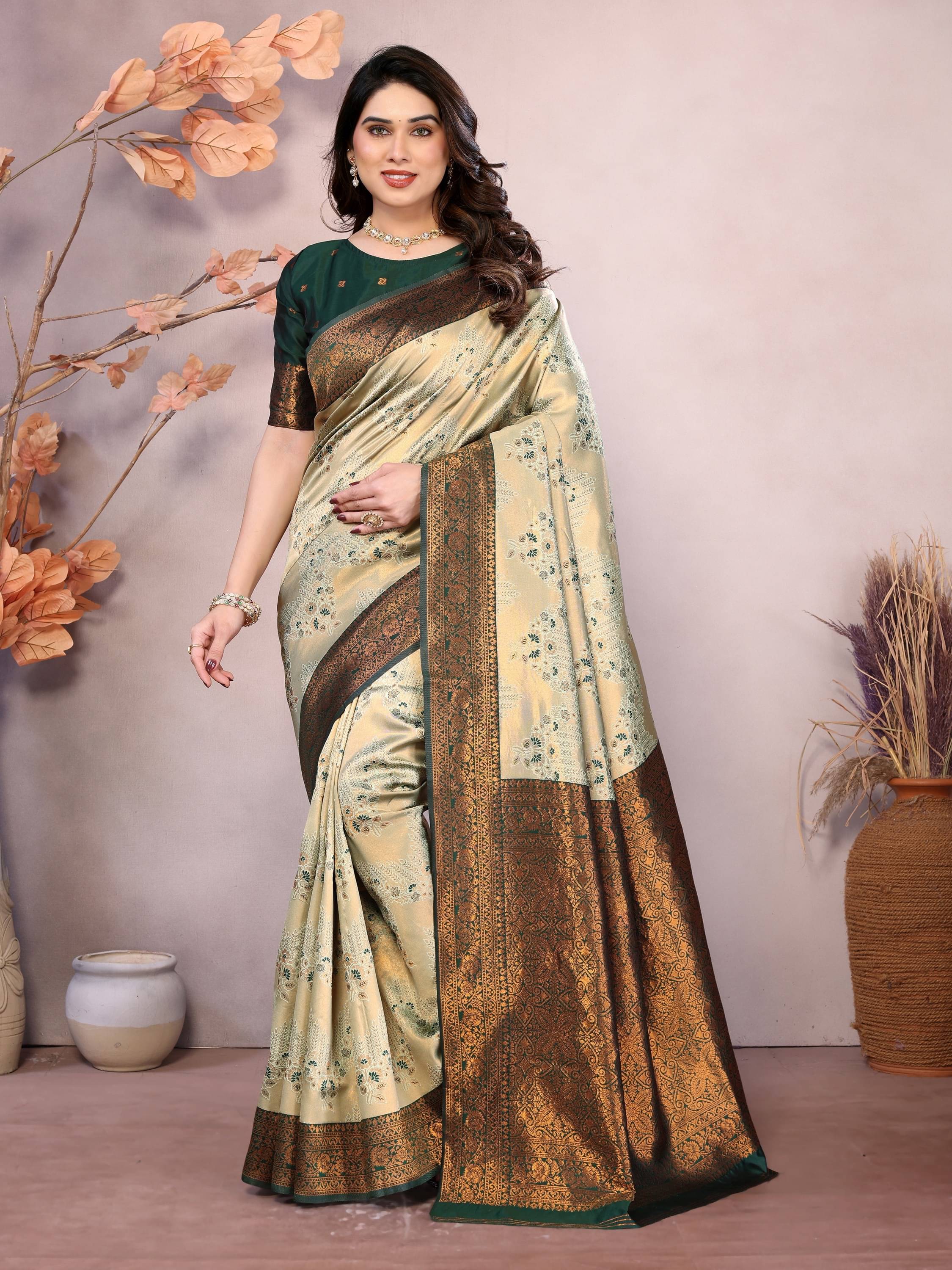     			Vastukala Silk Woven Saree With Unstitched Blouse Piece ( Multicolor )