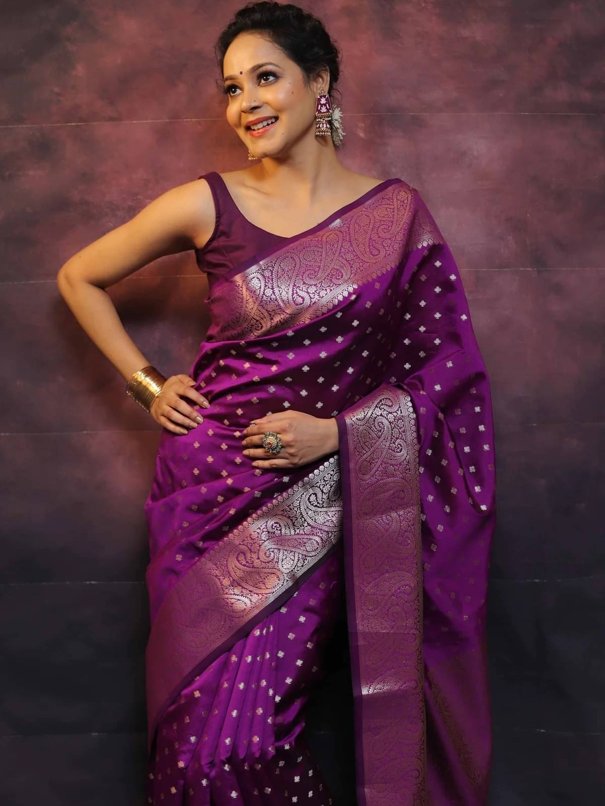     			Vastukala Silk Woven Saree With Unstitched Blouse Piece ( Purple )