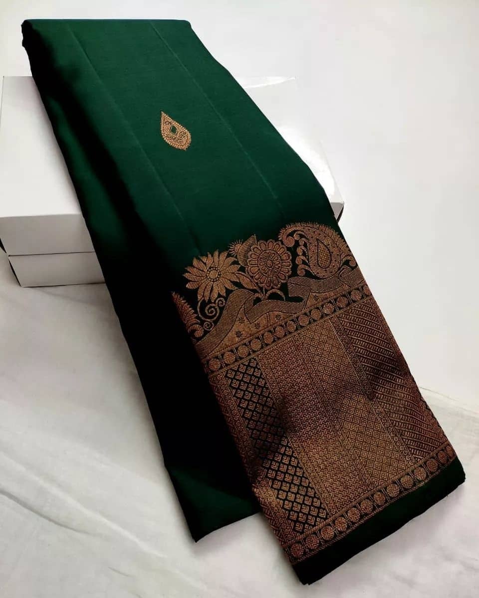 Vastukala Silk Woven Saree With Unstitched Blouse Piece ( Green ) - Sarees | Buy online on ZillyBuy