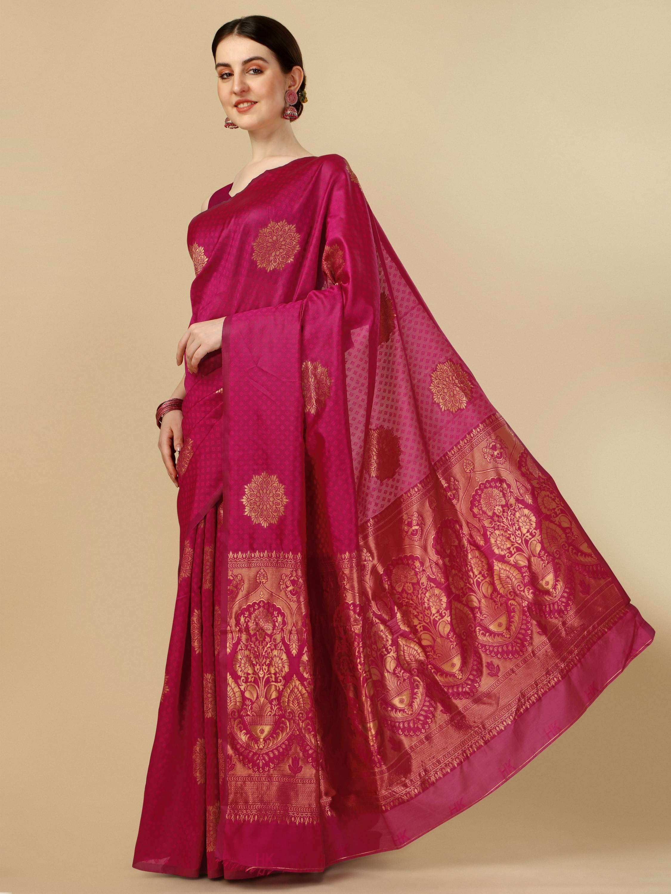     			Vastukala Silk Woven Saree With Unstitched Blouse Piece ( Pink )