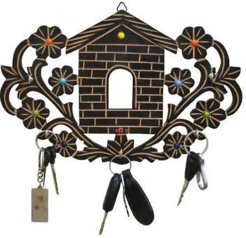     			onlinecraft Brown Wood Key Holder - Pack of 1