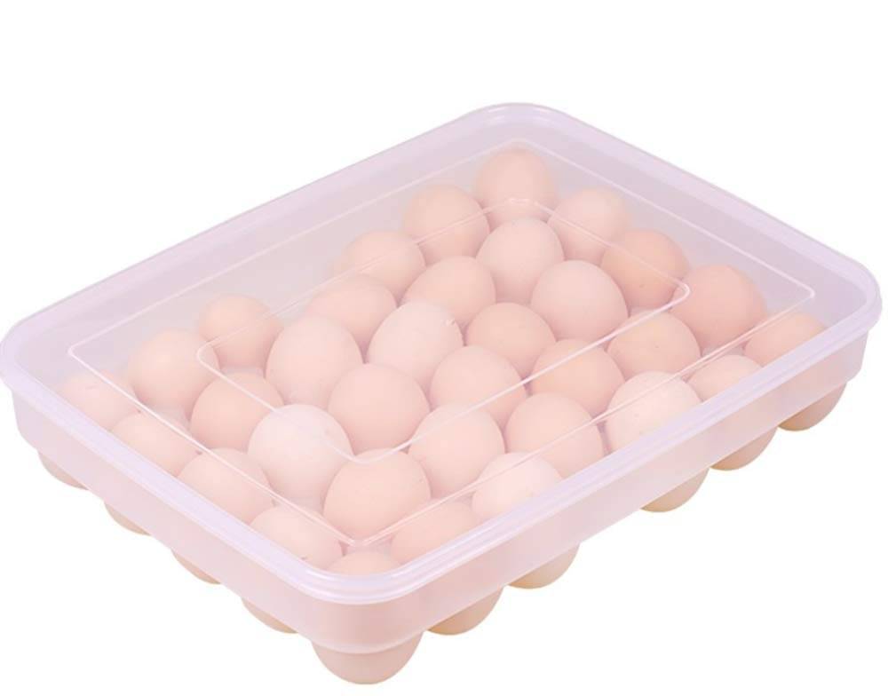     			24 Grid Egg Storage Box Egg Refrigerator Storage Tray, Stackable Plastic Egg Containers for Fridge Kitchen Size of the 24 egg storage box is (31x23x6) Cm