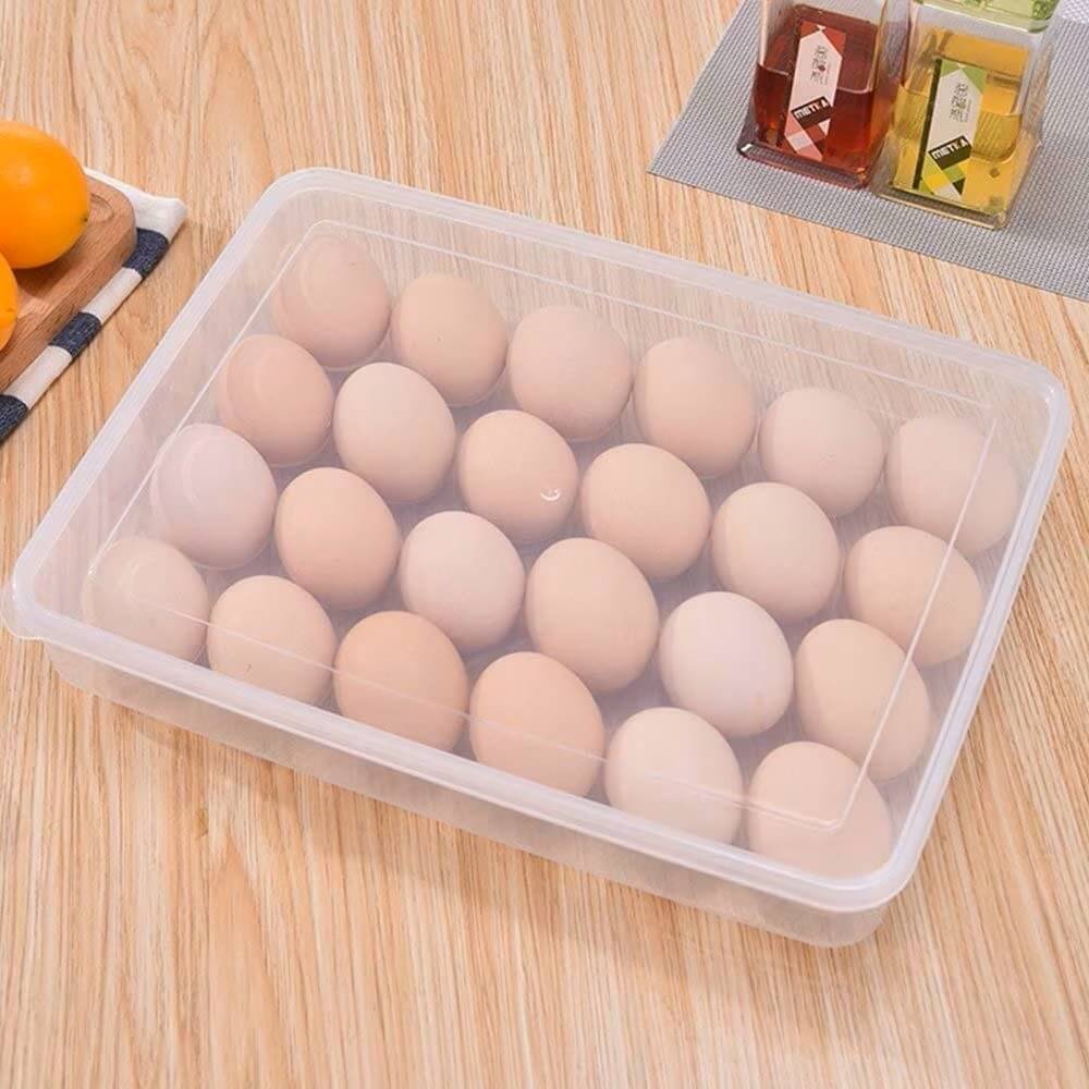 24 Grids Plastic Egg Storage Box with Lid Egg Tray Box Holder for Refrigerator Useful for Home, Kitchen & Poultry 24 Grids Plastic Egg Storage Box with Lid Egg Tray Box Holder for Refrigerator Useful for Home, Kitchen & Poultry
