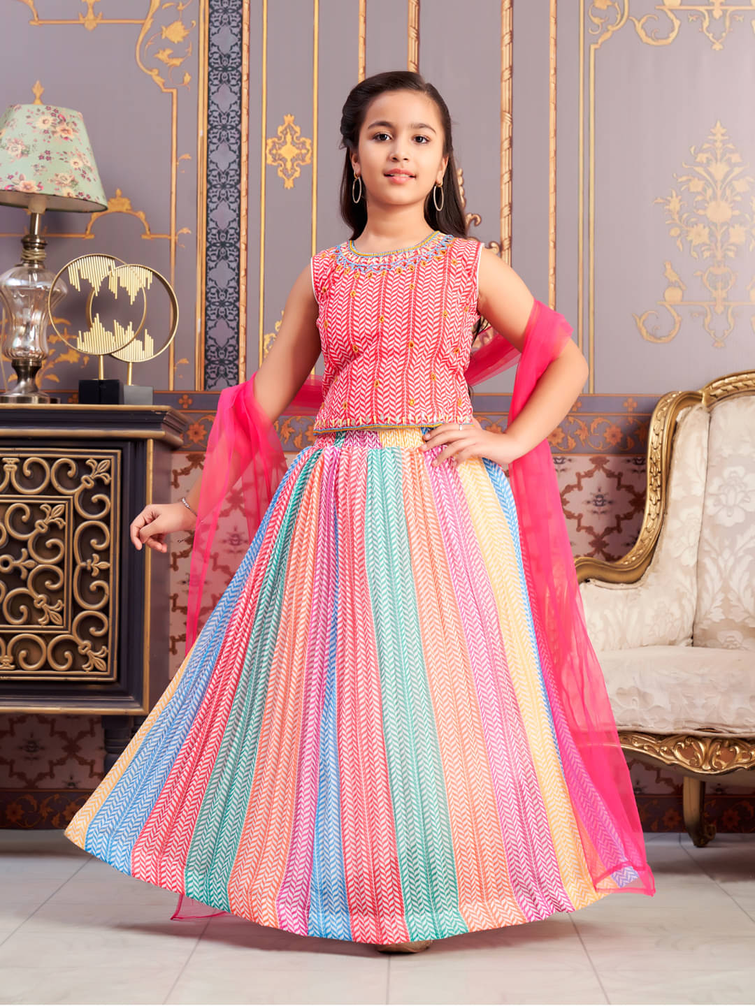     			Aarika Georgette Lehenga Choli Set For Girls ( Pack of 1 , Pink )