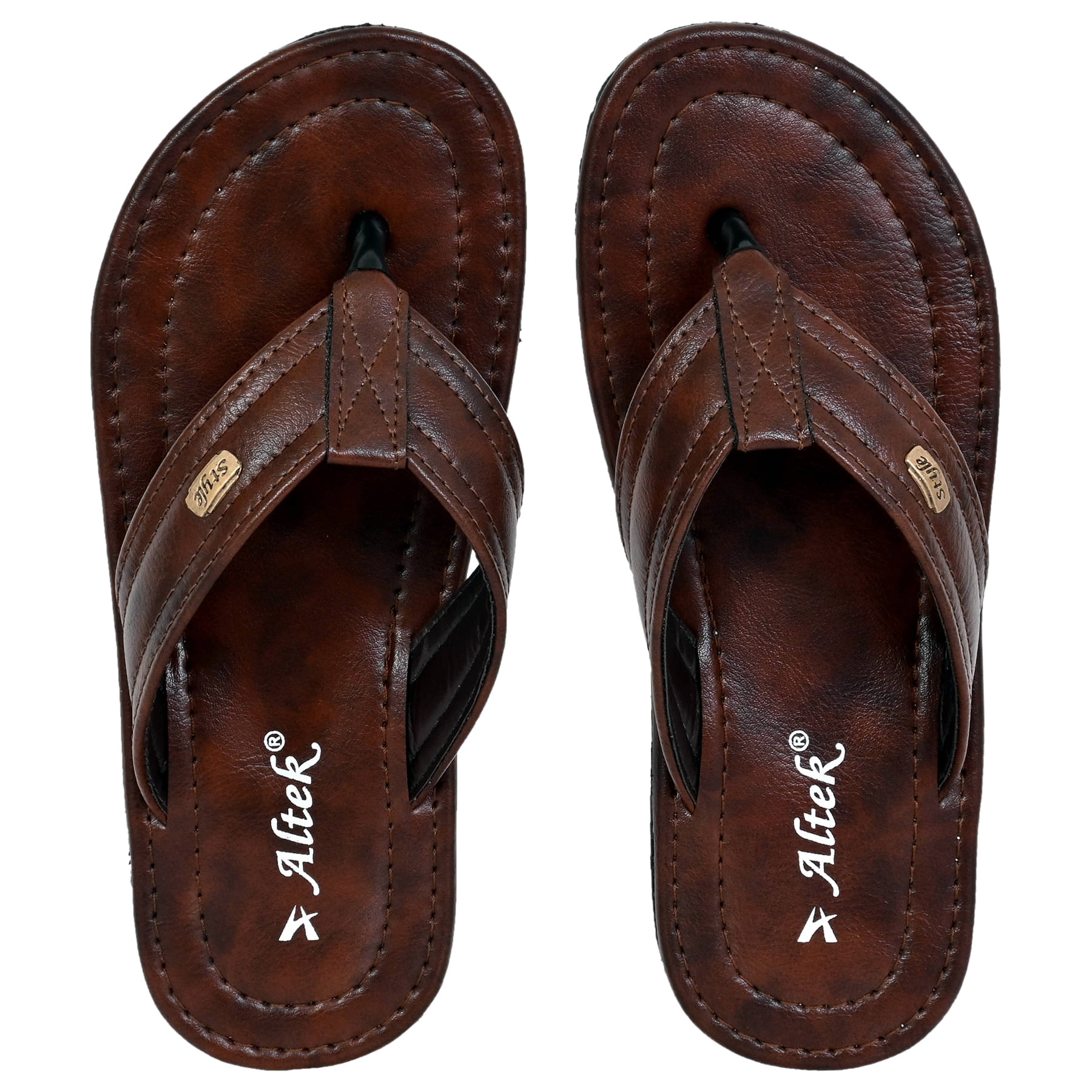     			Altek Brown Men's Thong Flip Flop