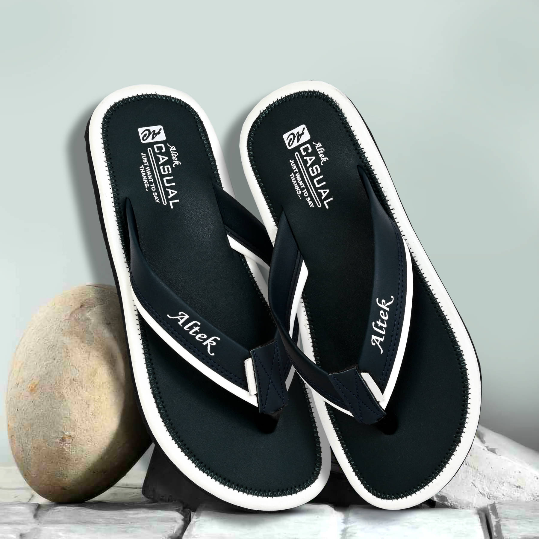     			Altek Navy Men's Thong Flip Flop