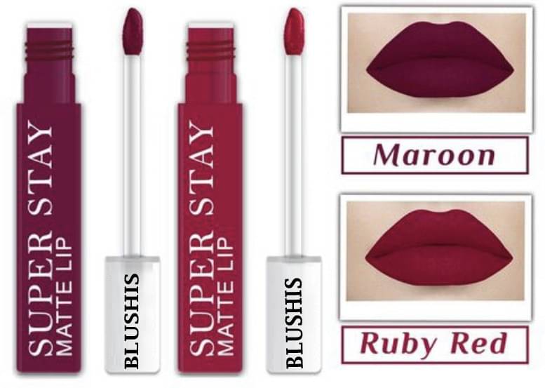     			BLUSHIS Super Stay Multicolor Matte Lipstick, Packof 2 )