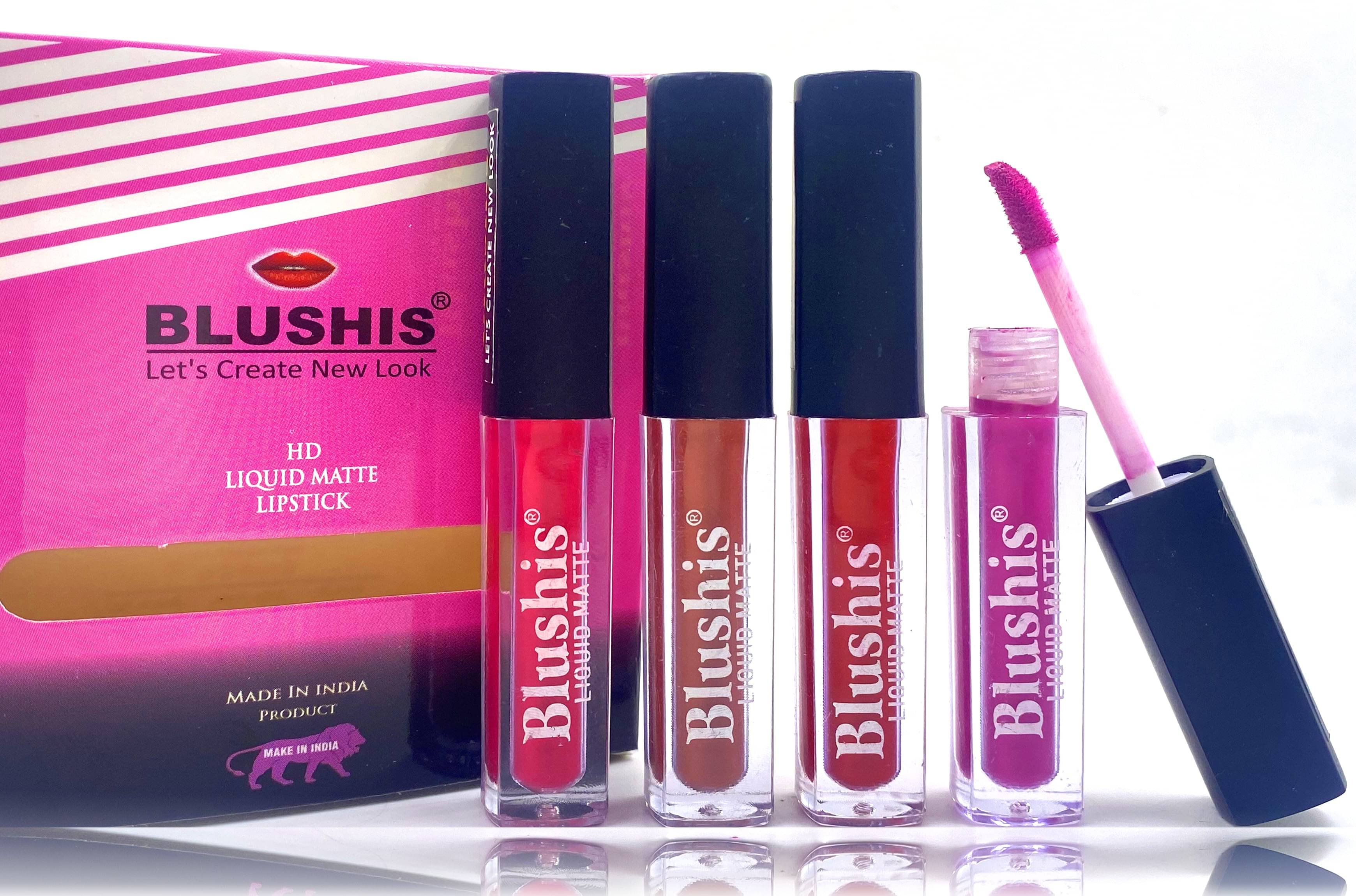 BLUSHIS All Day Long Smudge Proof Multicolor Matte Finish Lipstick (Pack of 4 ) BLUSHIS All Day Long Smudge Proof Multicolor Matte Finish Lipstick (Pack of 4 )