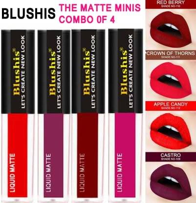     			BLUSHIS Super Stay Multi Color Matte Finish Lipstick (Pack of 4)