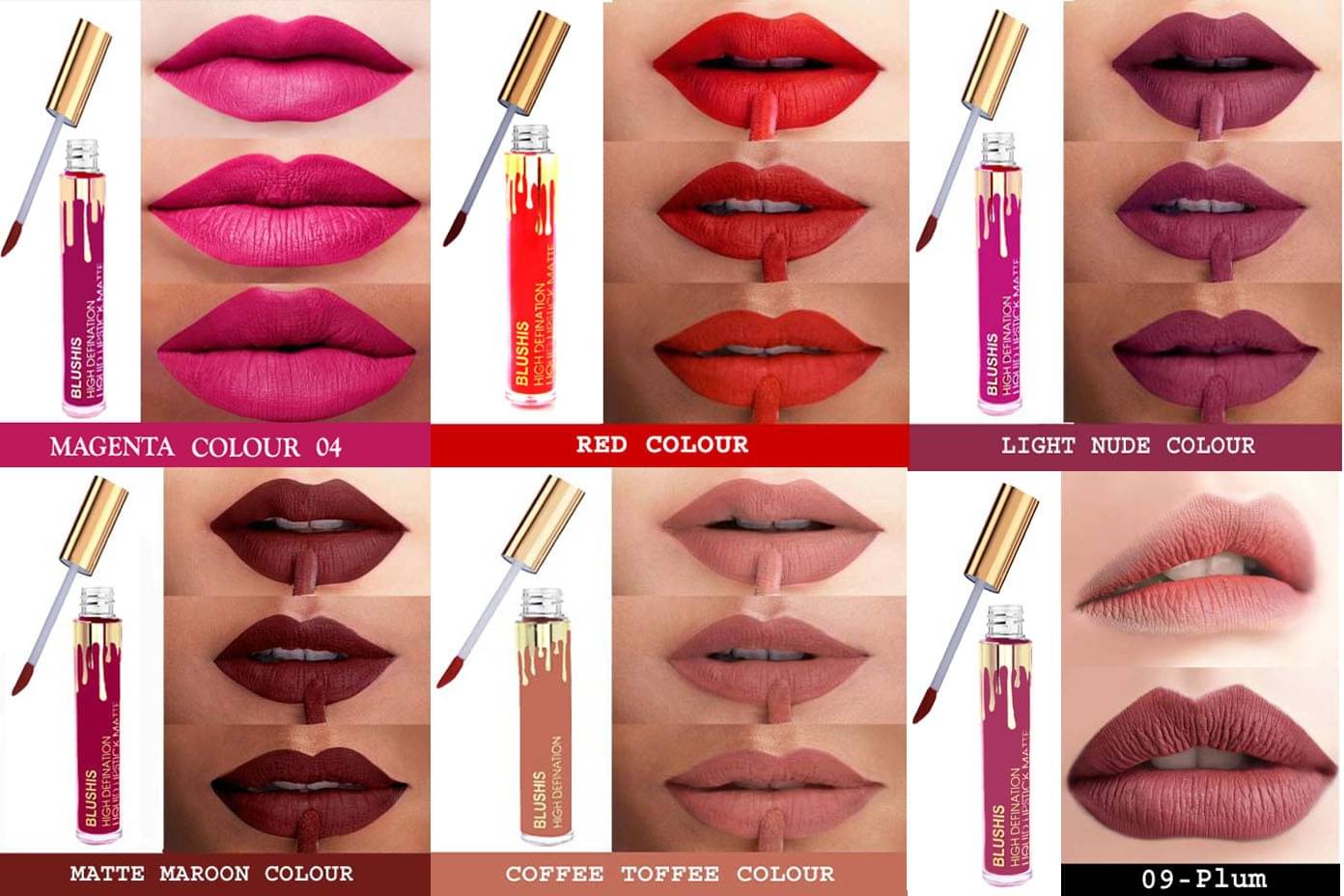 BLUSHIS Professional Finish Multicolor Matte Lipstick Combo (Pack of 6) BLUSHIS Professional Finish Multicolor Matte Lipstick Combo (Pack of 6)