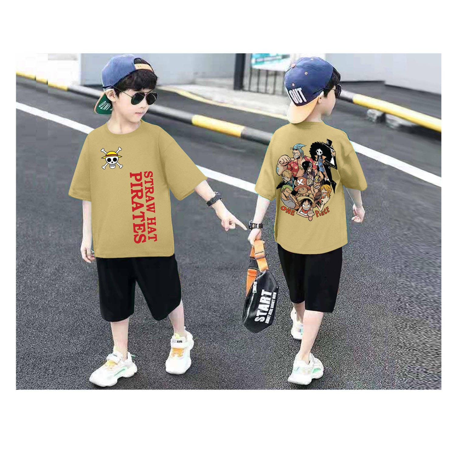     			Billyball Pack of 1 Boys Cotton Blend T-Shirt & Shorts Set ( Beige )