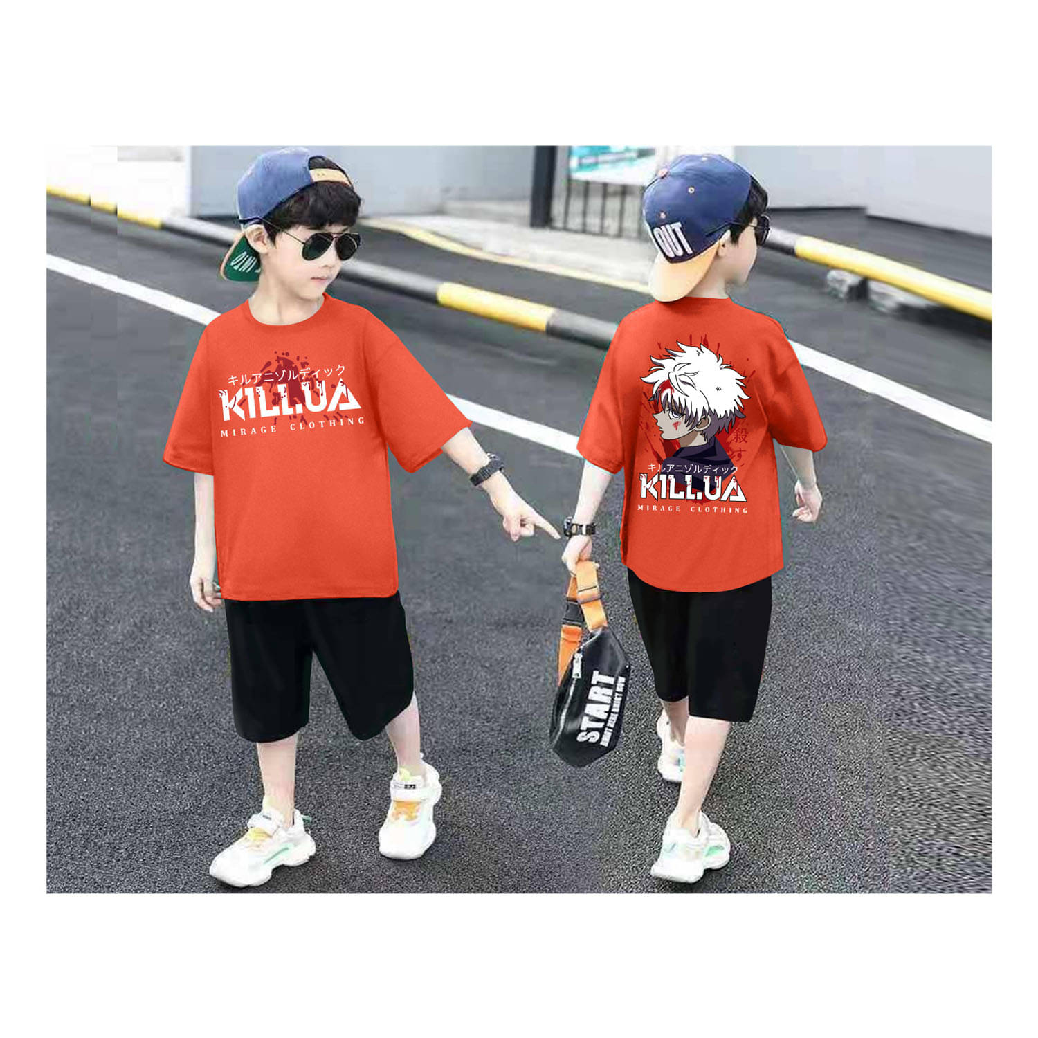     			Billyball Pack of 1 Boys Cotton Blend T-Shirt & Shorts Set ( Red )