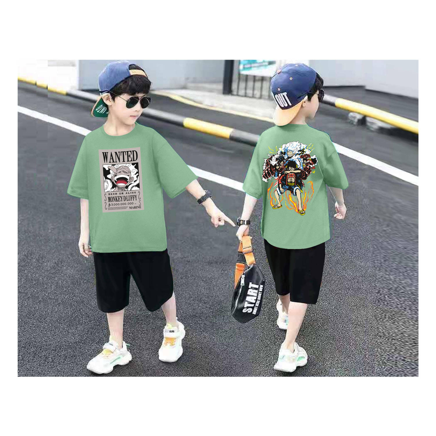     			Billyball Pack of 1 Boys Cotton Blend T-Shirt & Shorts Set ( Green )