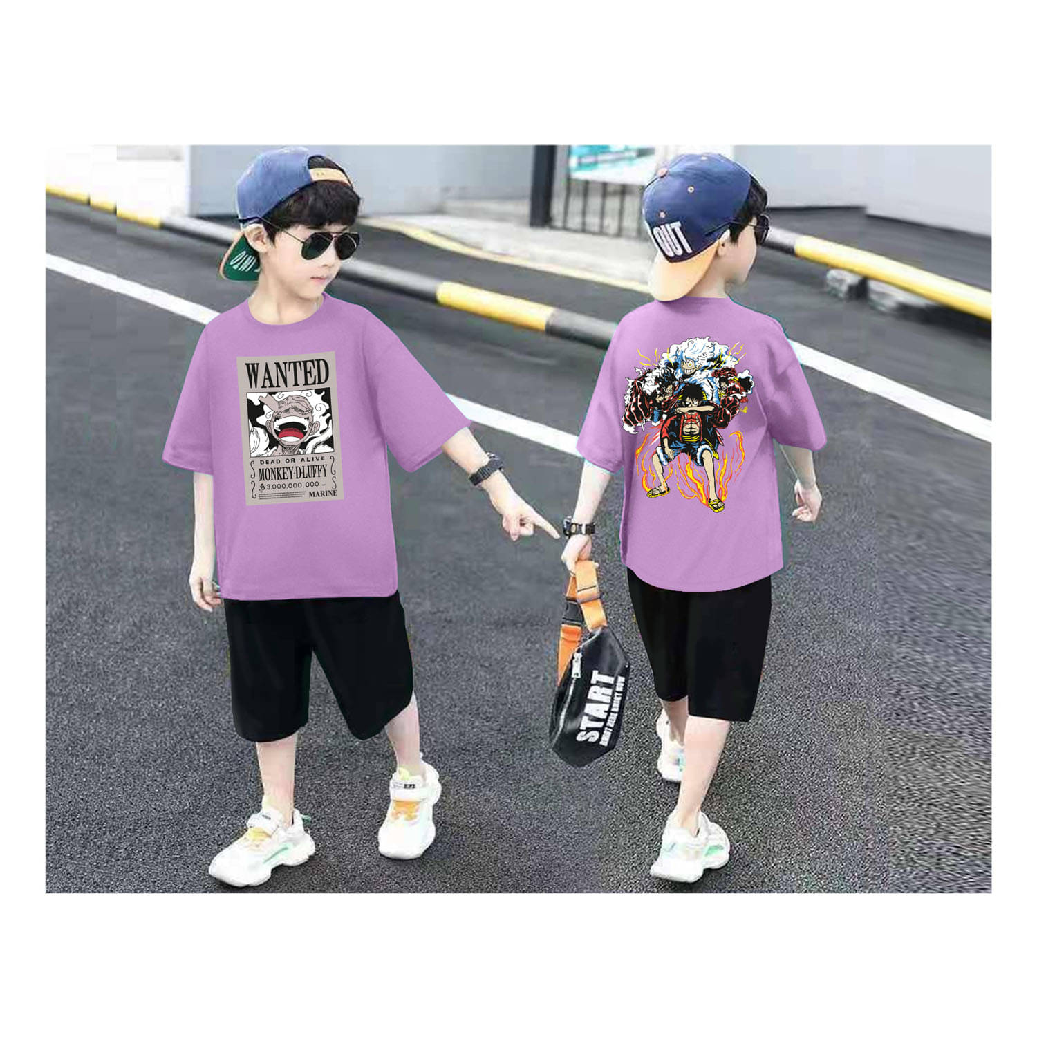     			Billyball Pack of 1 Boys Cotton Blend T-Shirt & Shorts Set ( Purple )