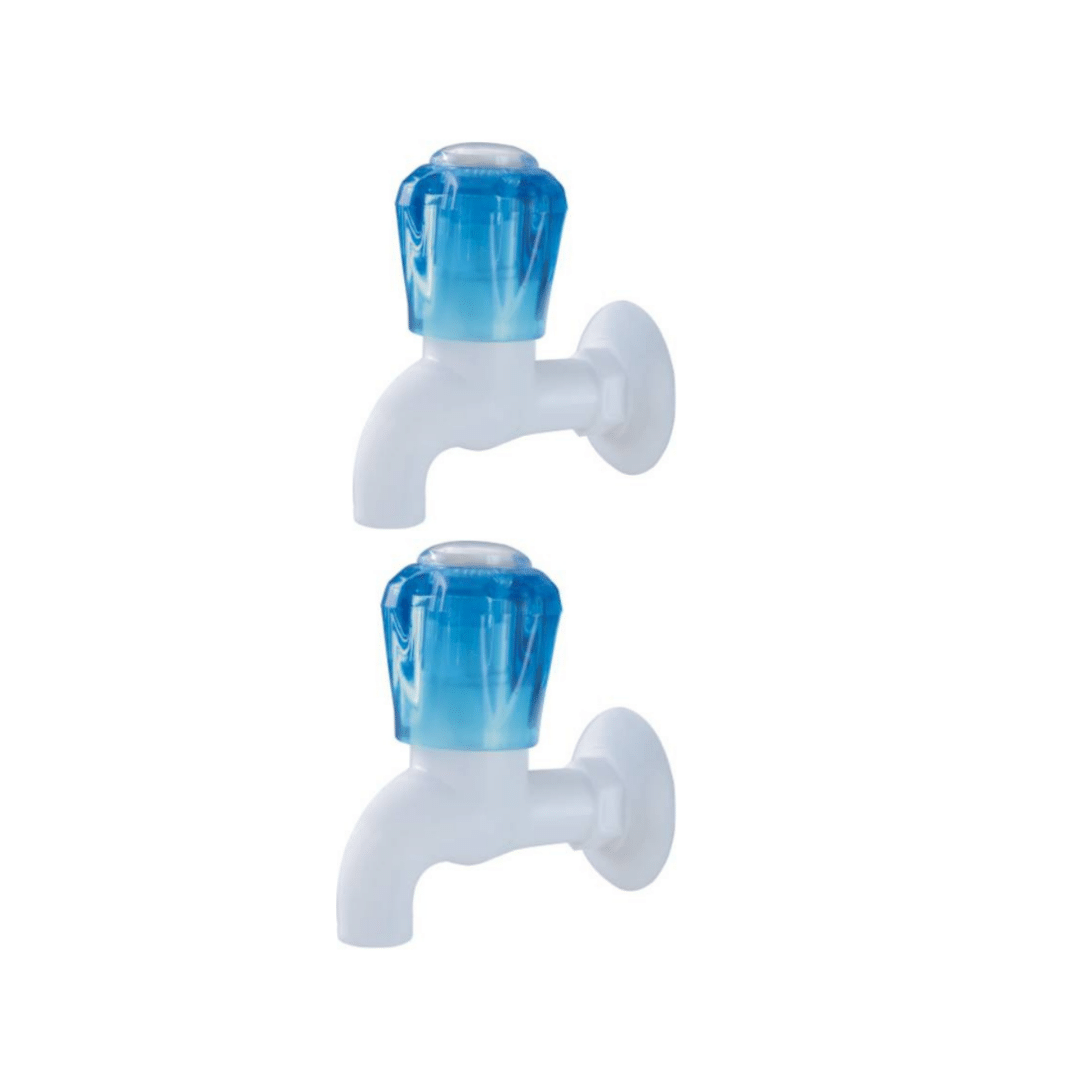     			COSVIT Crystal Blue PVC Bib Cock Tap - 2 PCS Plastic (ABS) Bathroom Tap (Bib Cock)