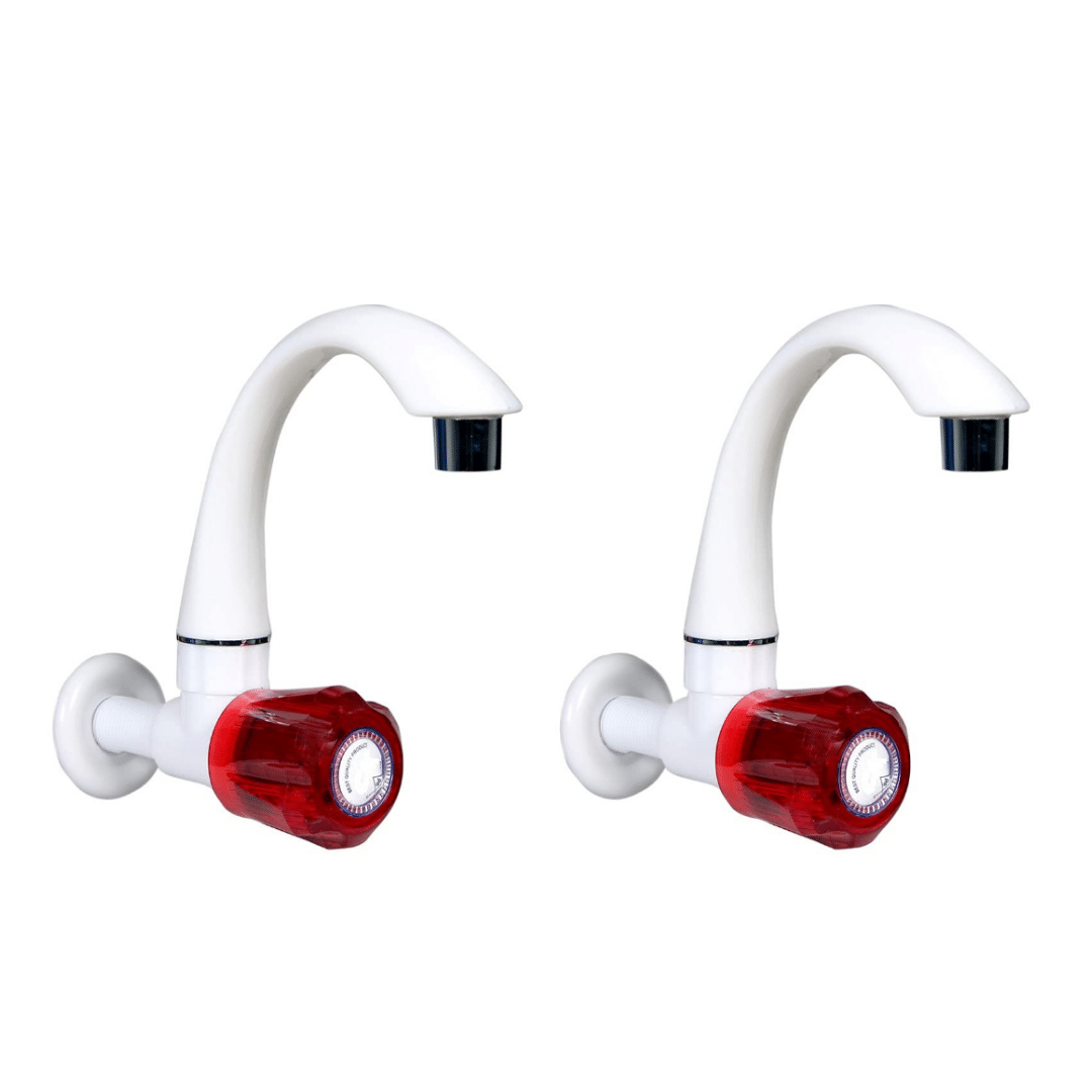     			COSVIT Crystal Red PVC Sink Cock for Kitchen Sink - 2 PCS Plastic (ABS) Kitchen Sink Tap (Sink Cock)