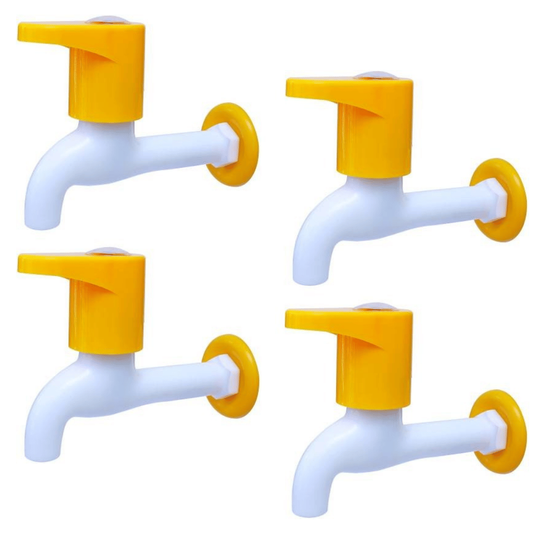 COSVIT Royal Yellow PVC Long Body Bib Cock Tap - 4 PCS Plastic (ABS) Bathroom Tap (Bib Cock)