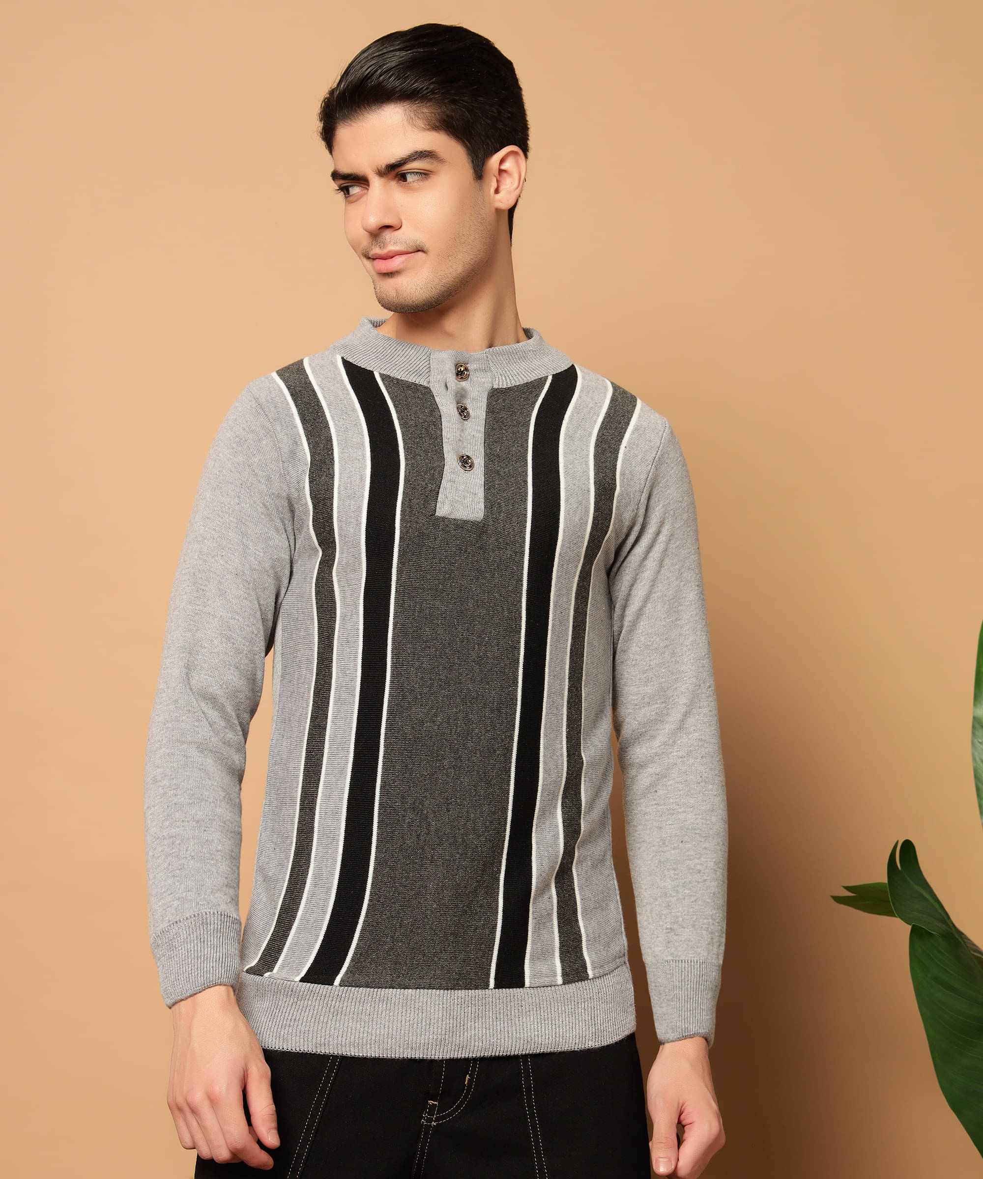     			Canblar Woollen Round Neck Men's Full Sleeves Pullover Sweater - Grey ( Pack of 1 )