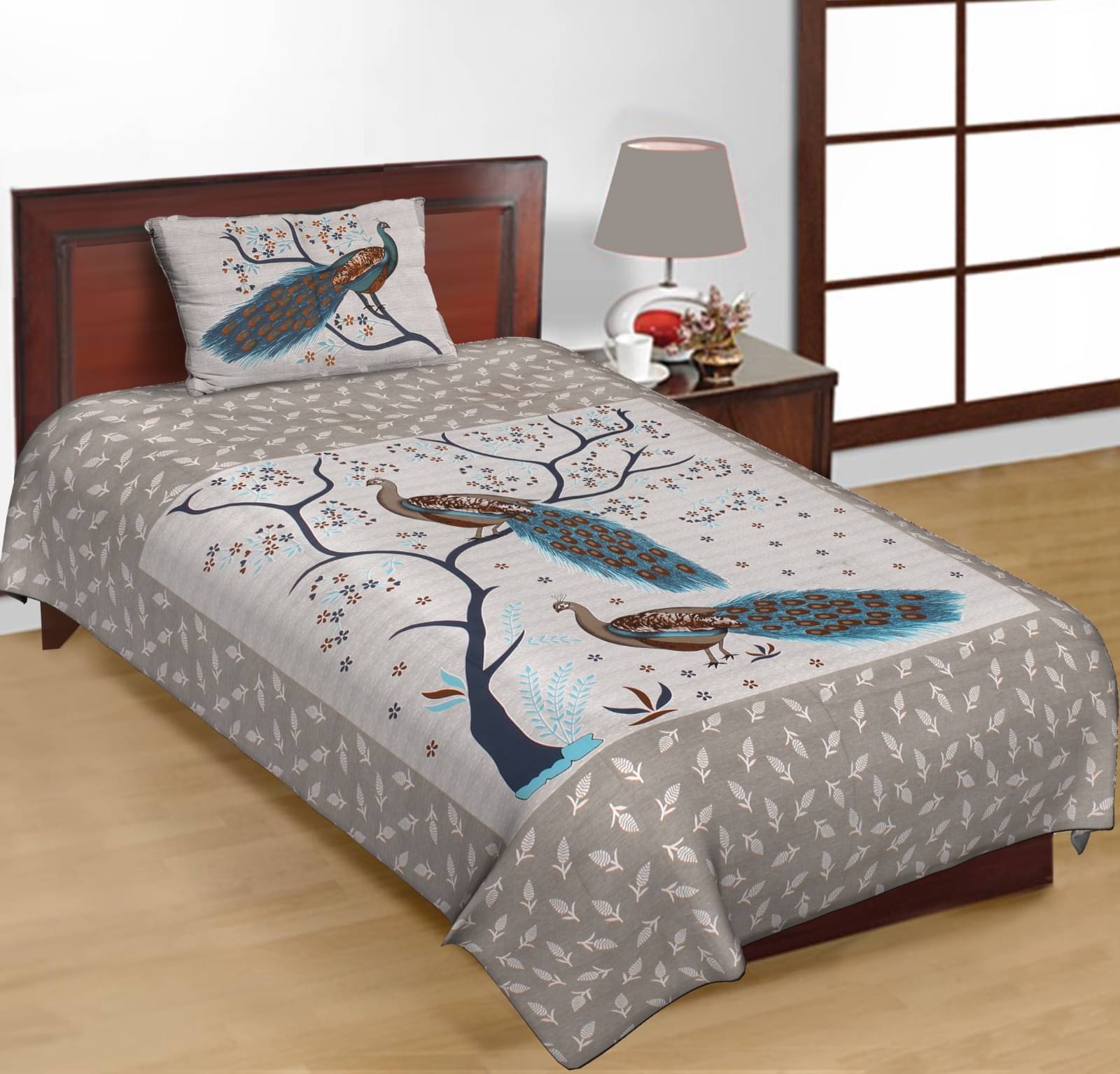 E Elma Cotton 1 Single Bedsheet with 1 Pillow Cover ( Blue ) E Elma Cotton 1 Single Bedsheet with 1 Pillow Cover ( Blue )