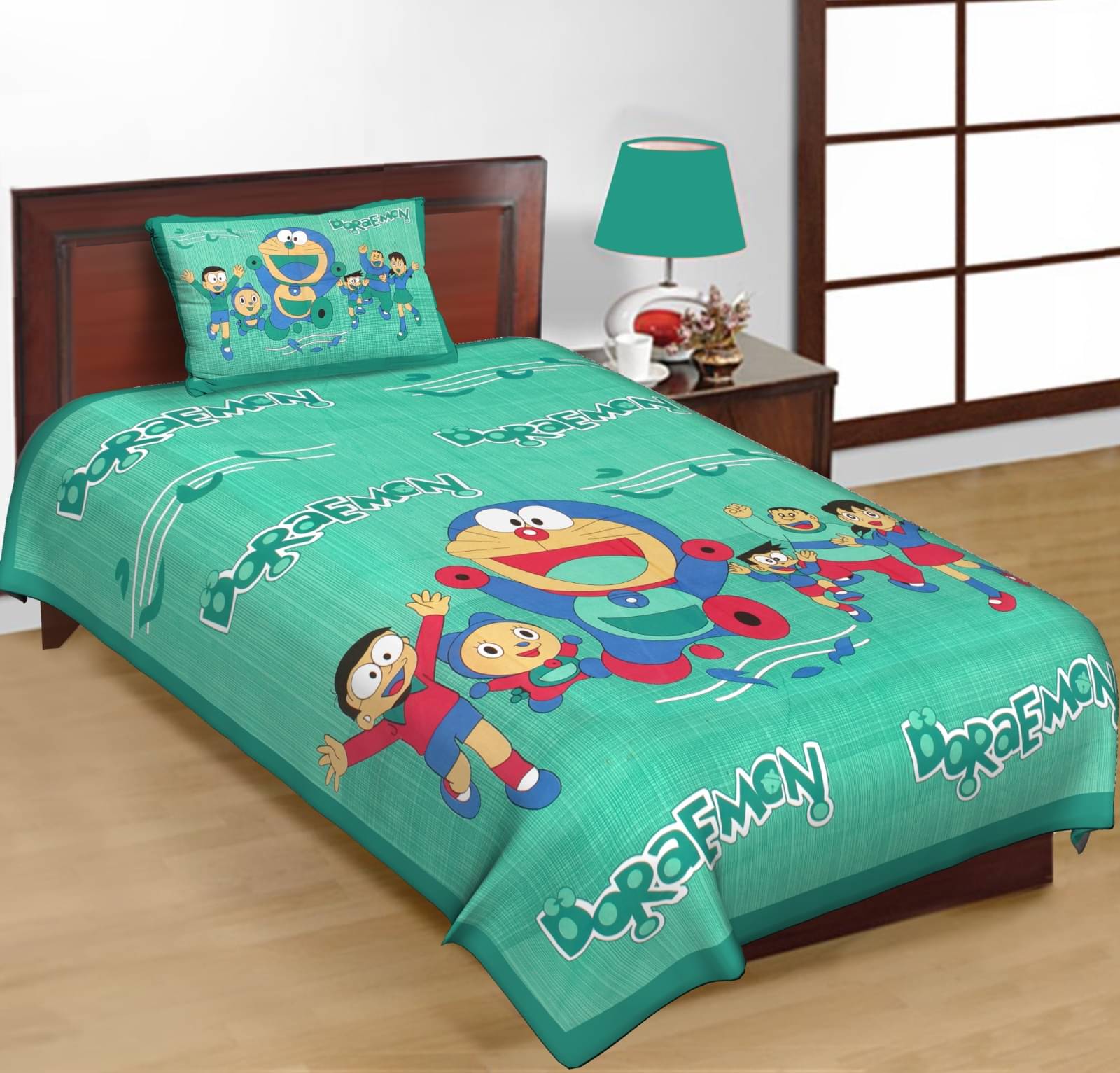     			E Elma Cotton 1 Single Bedsheet with 1 Pillow Cover ( Green )