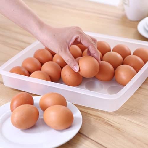     			Eggs Storage Box Baskets Refrigerator Tray Stackable Plastic Containers For Kitchen Tools Items Size Of 24 Eggs (Pack Of 1) - Rectangular, Multicolor