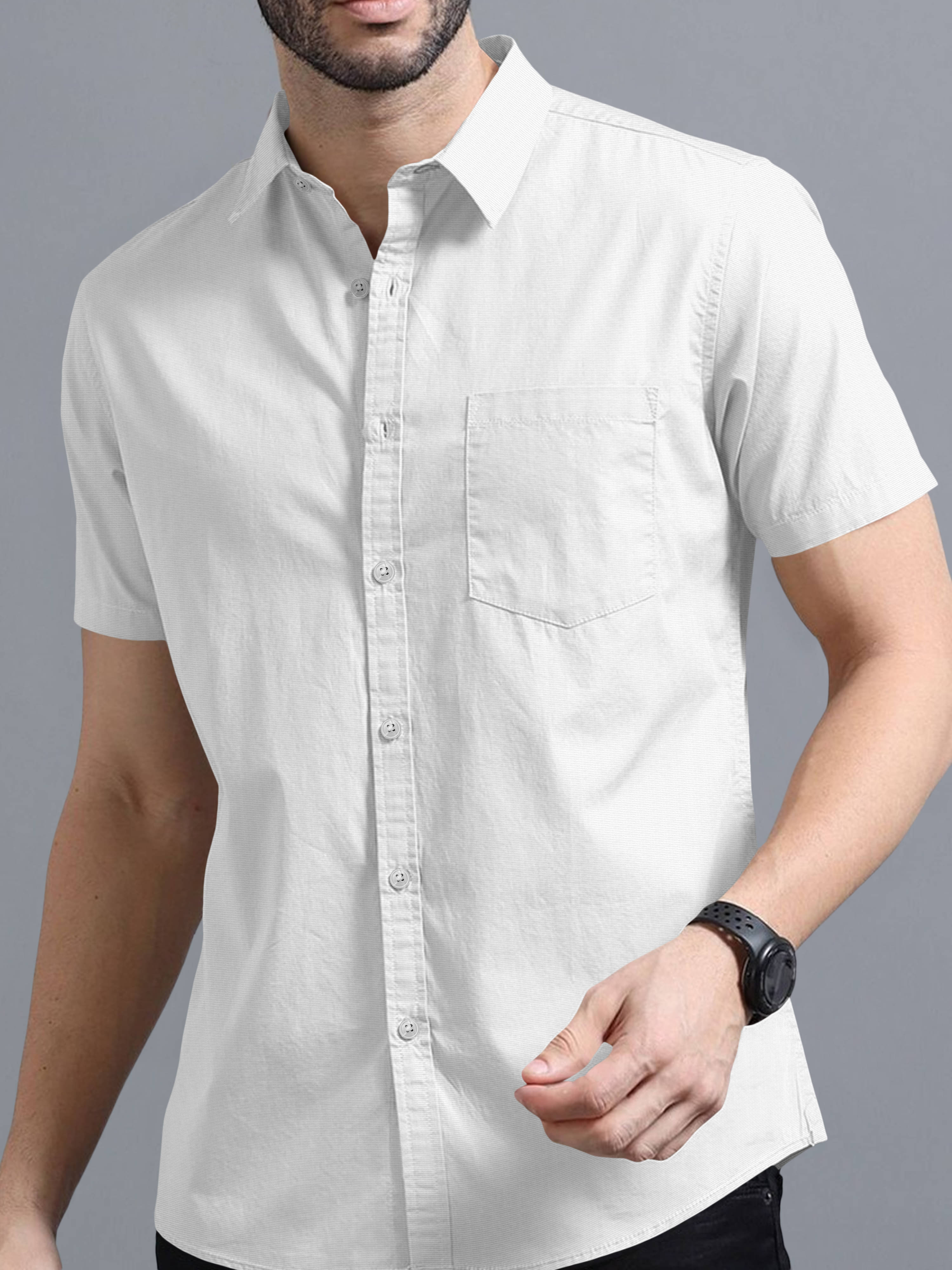     			Ethnic Trendz Cotton Blend Regular Fit Solids Half Sleeves Men's Casual Shirt - White ( Pack of 1 )