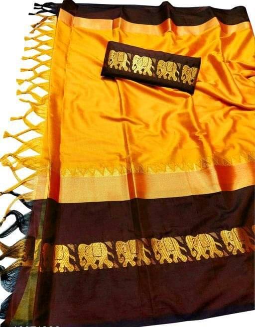FAB SILK Cotton Silk Woven Saree With Unstitched Blouse Piece ( Gold ) FAB SILK Cotton Silk Woven Saree With Unstitched Blouse Piece ( Gold )