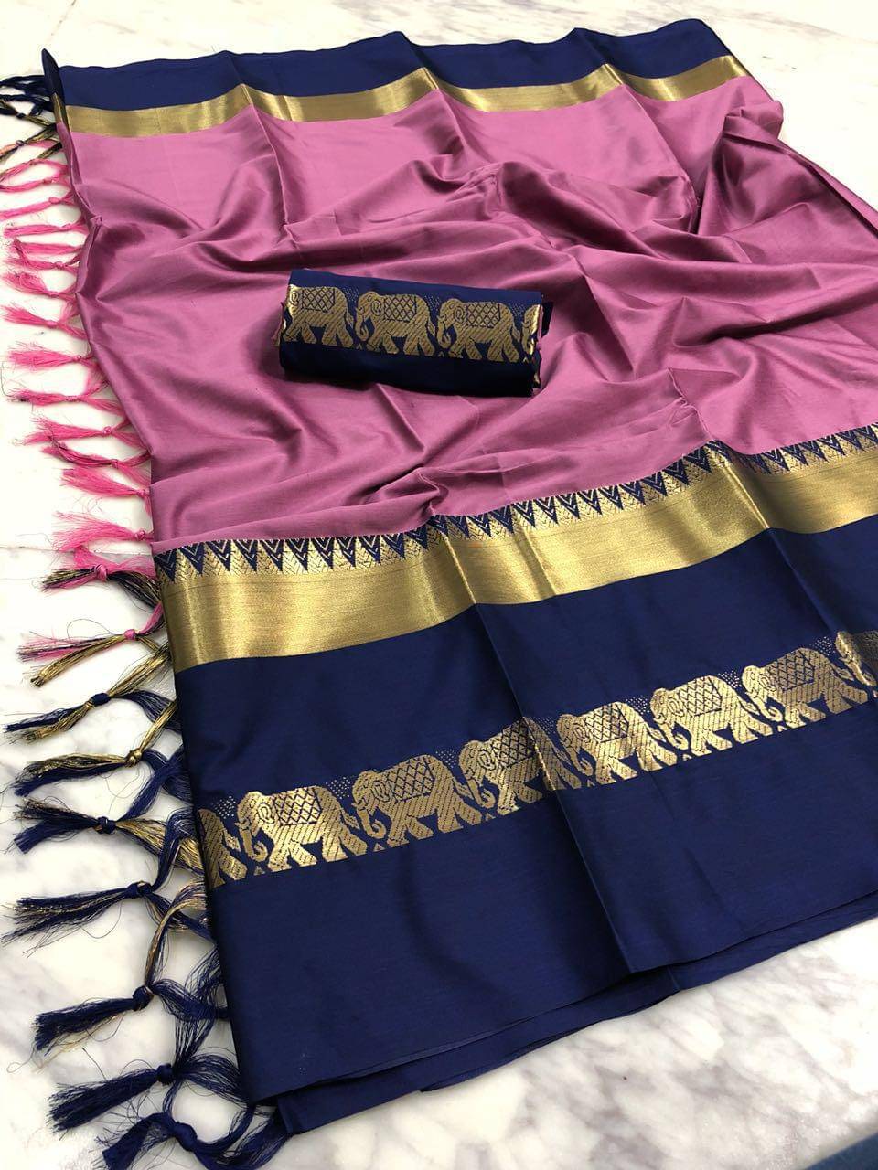     			FAB SILK Cotton Silk Woven Saree With Unstitched Blouse Piece ( Pink )