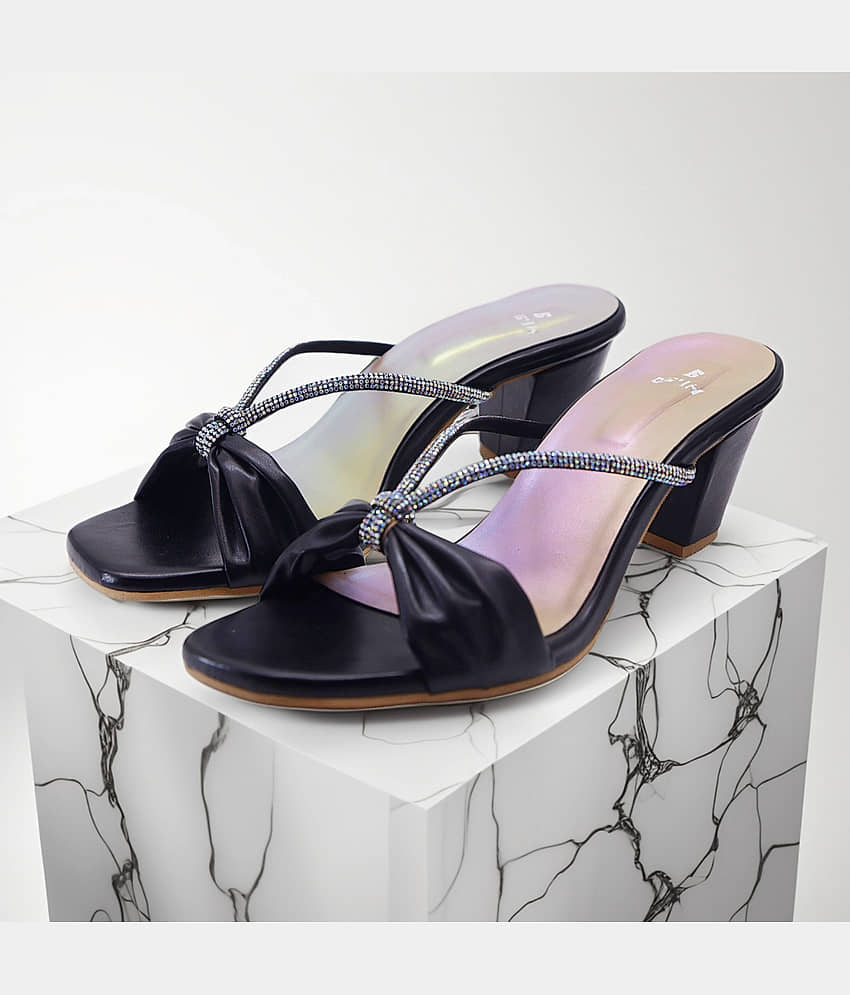 FLOWERS LIFE Black Women's Slip On Heels - Heels | Buy online on ZillyBuy