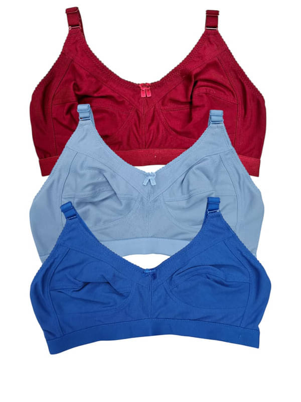 Funahme Pack of 3 Cotton Non Padded T-Shirt Bra For Women ( Multicolor15 ) Funahme Pack of 3 Cotton Non Padded T-Shirt Bra For Women ( Multicolor15 )