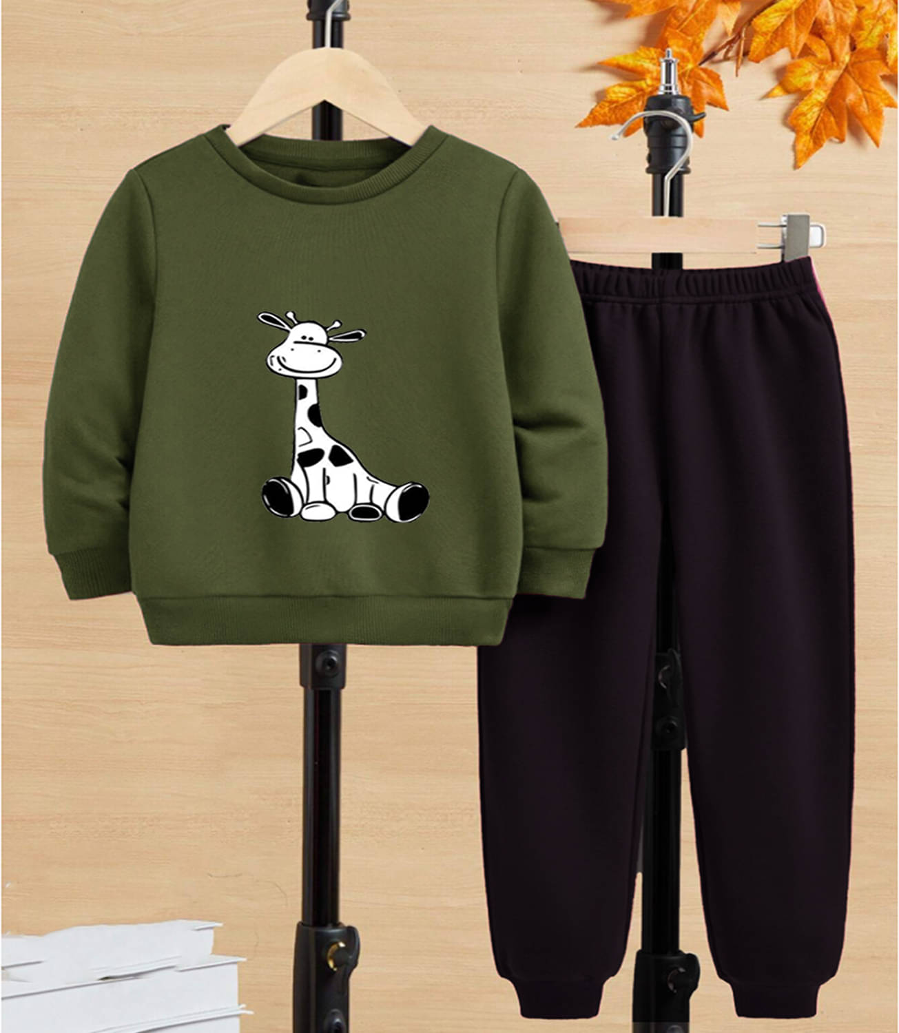     			GOFOKO Pack of 1 Boys Cotton T-Shirt & Pants Set ( Olive )