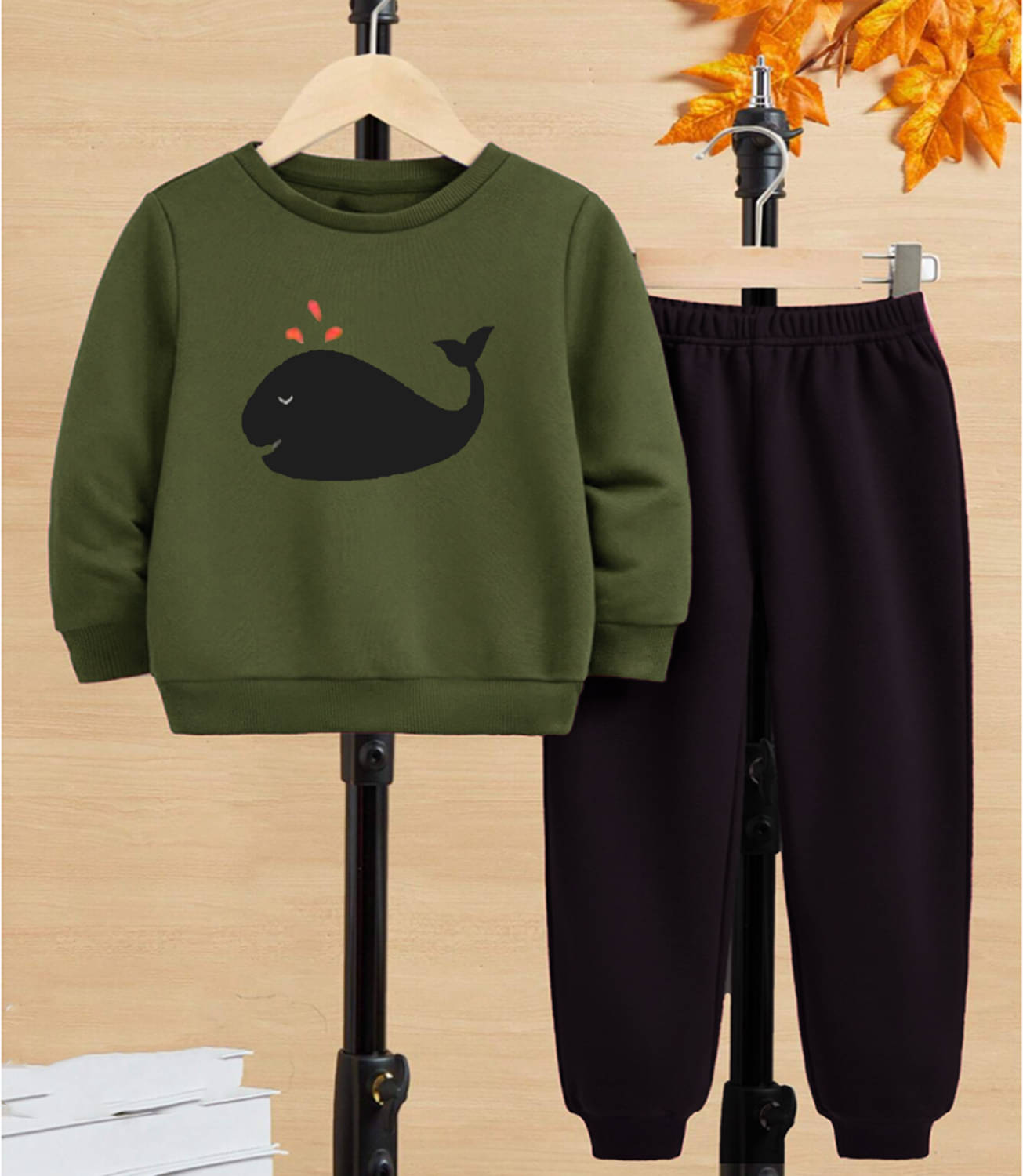     			GOFOKO Pack of 1 Boys Cotton T-Shirt & Pants Set ( Olive )