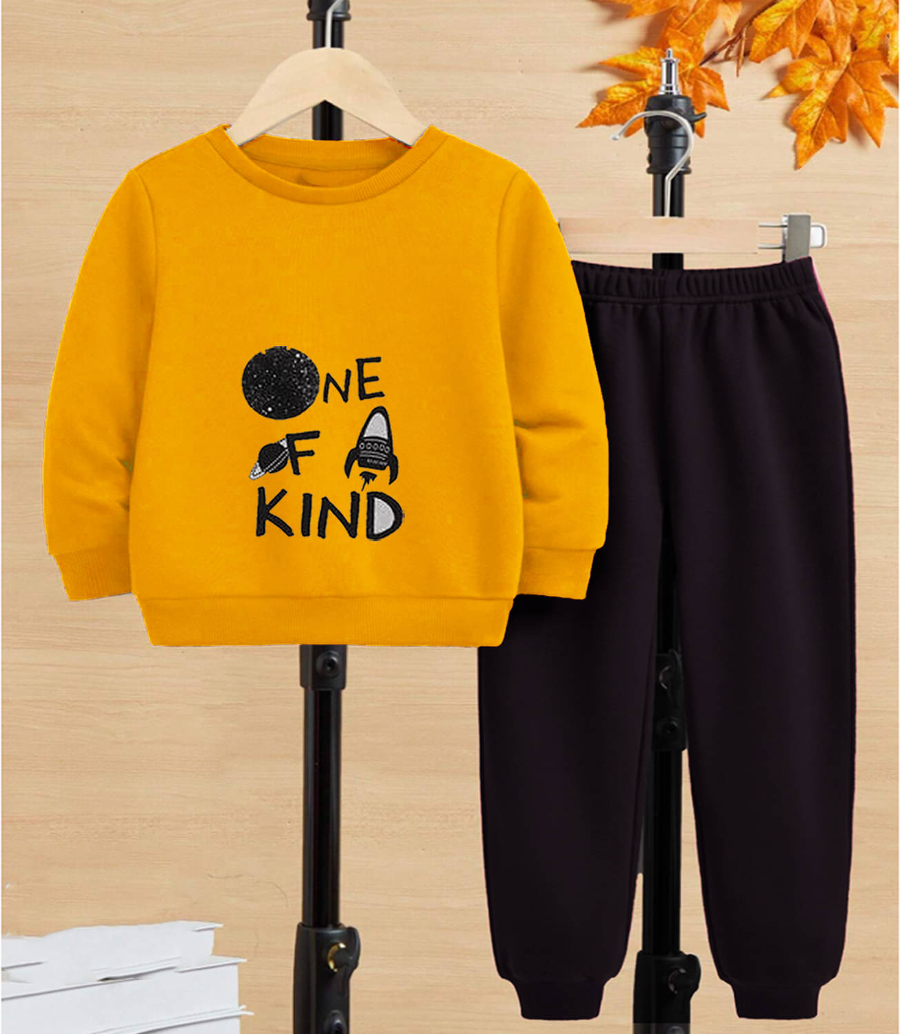     			GOFOKO Pack of 1 Boys Cotton T-Shirt & Pants Set ( Mustard )