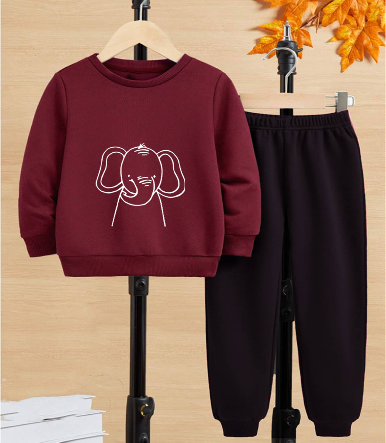     			GOFOKO Pack of 1 Boys Cotton T-Shirt & Pants Set ( Maroon )