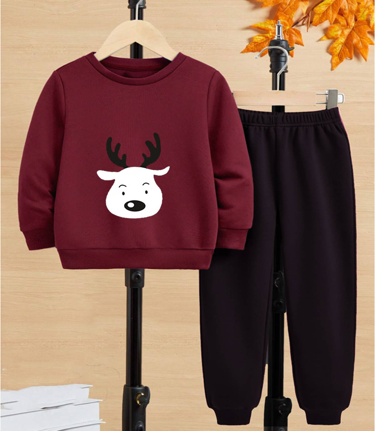     			GOFOKO Pack of 1 Boys Cotton T-Shirt & Pants Set ( Maroon )