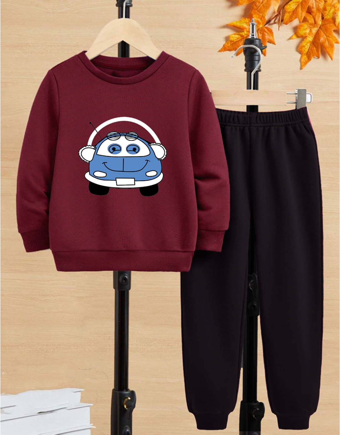    			GOFOKO Pack of 1 Boys Cotton T-Shirt & Pants Set ( Maroon )