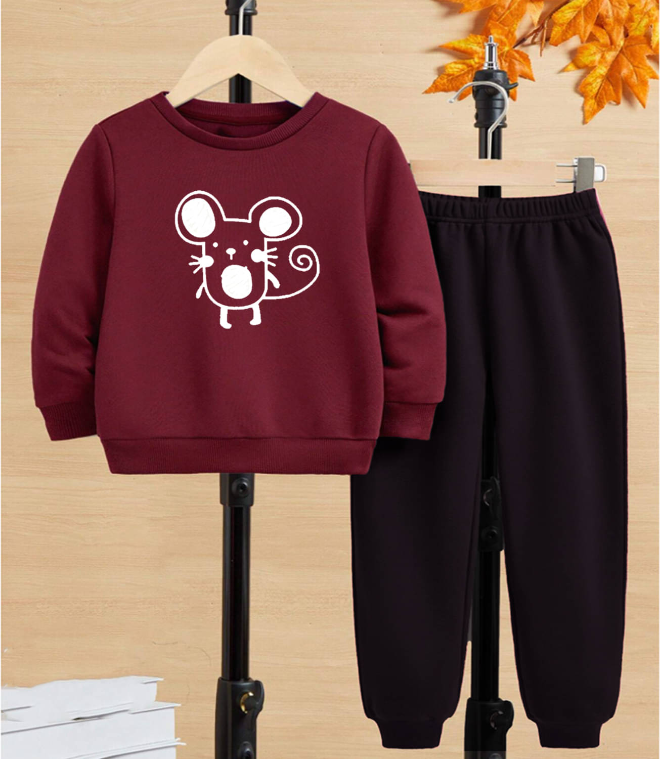     			GOFOKO Pack of 1 Boys Cotton T-Shirt & Pants Set ( Maroon )