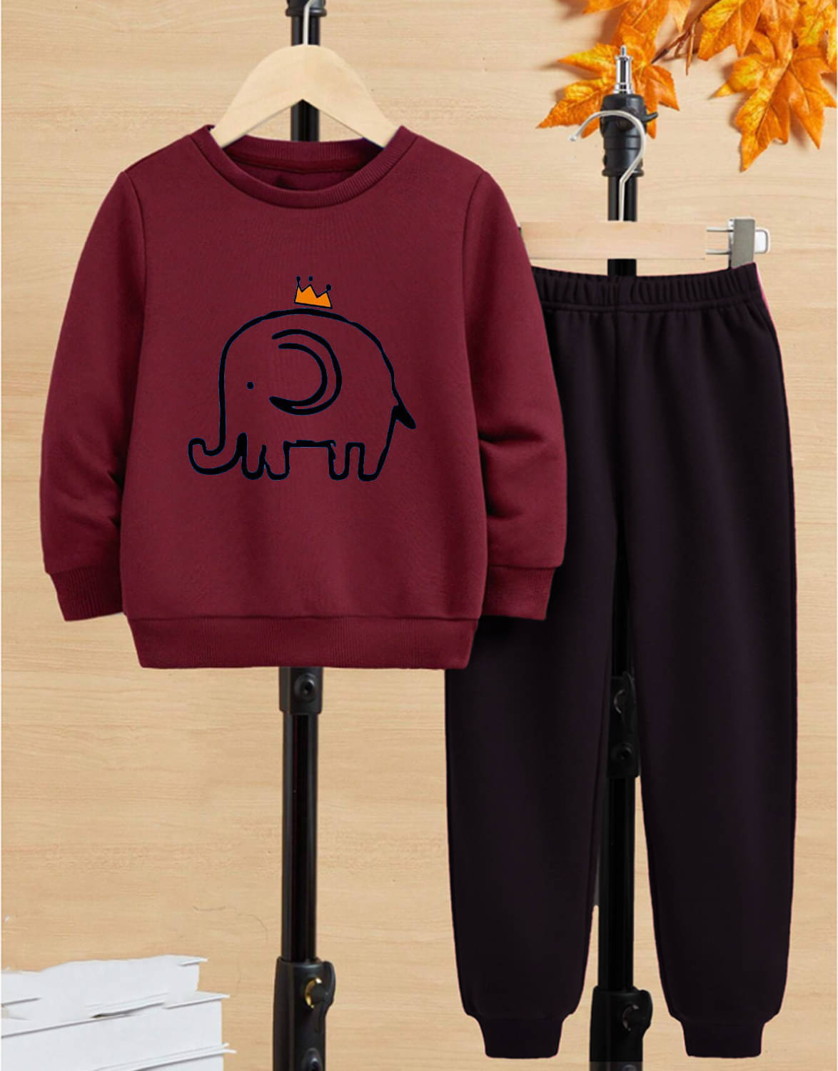     			GOFOKO Pack of 1 Boys Cotton T-Shirt & Pants Set ( Maroon )