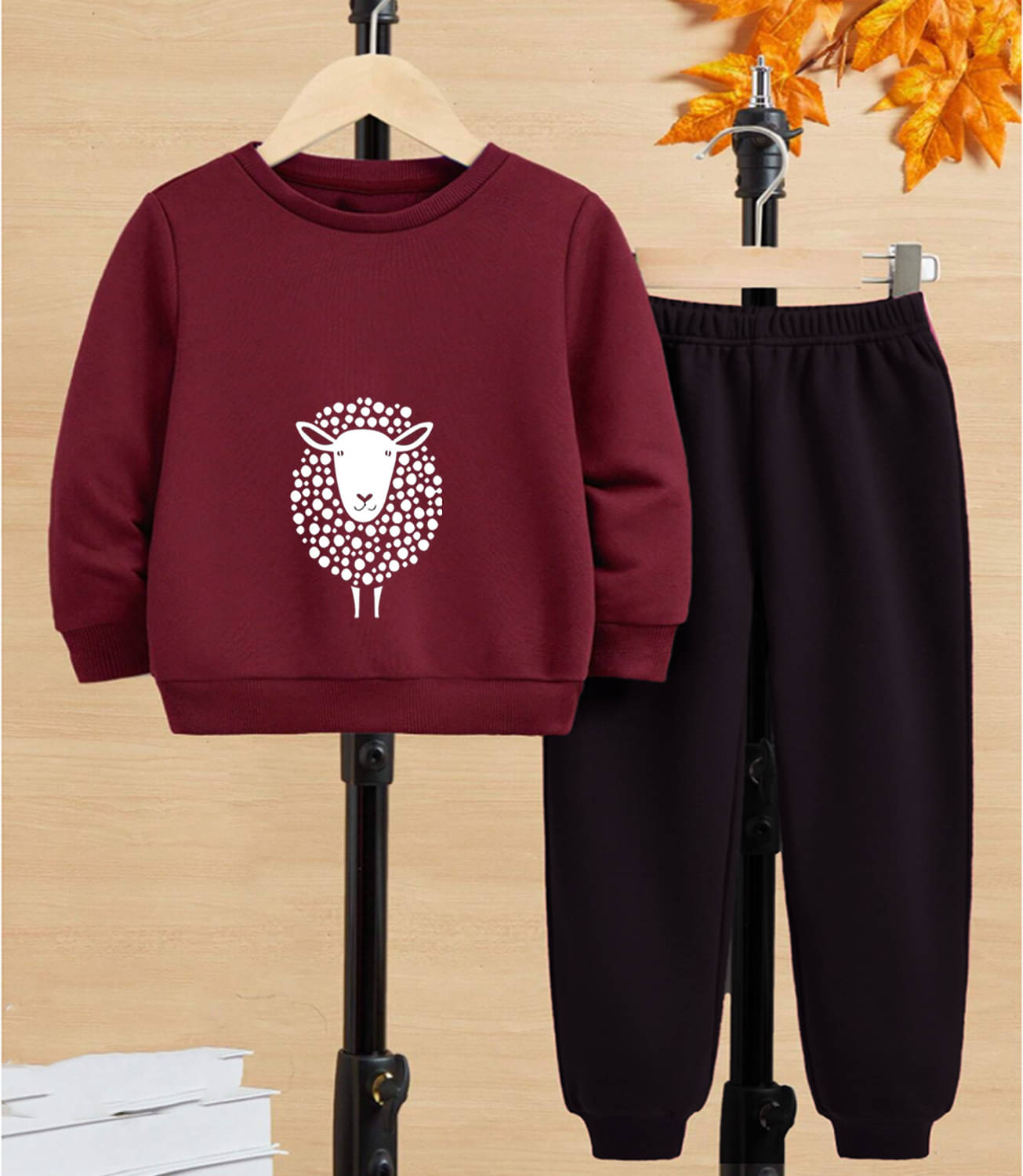     			GOFOKO Pack of 1 Boys Cotton T-Shirt & Pants Set ( Maroon )